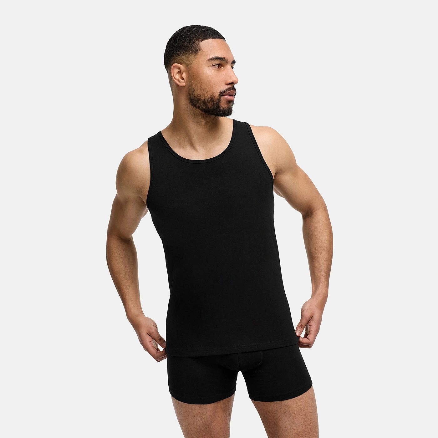 cfab (creamy fabrics) Unterhemd Cotton Herren Unterhemd-Schwarz-L