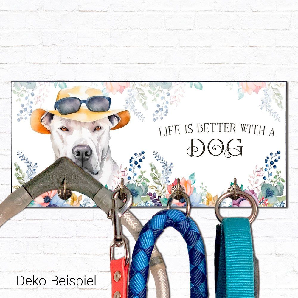 Hundezubehör Haken), Hundegarderobe 4 (Garderobe mit Wandgarderobe Wandboard ARGENTINO handgefertigt, - für DOGO mit Hundebesitzer abgeschrägten MDF, Cadouri Ecken, für