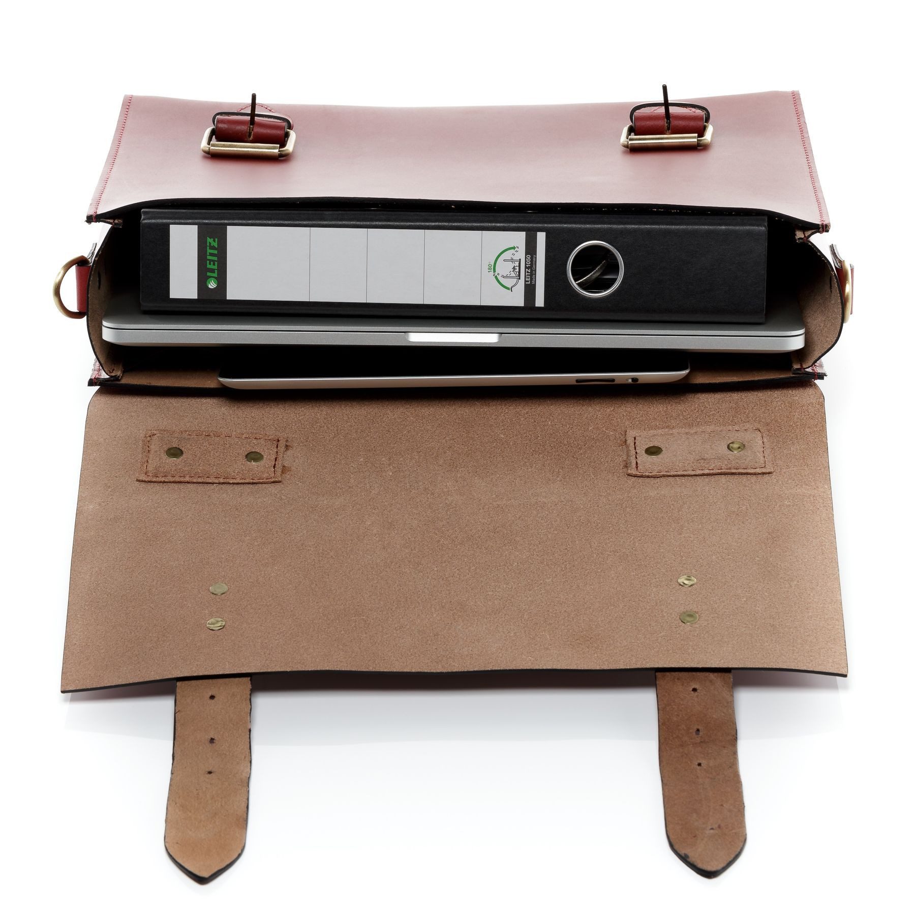 SID & VAIN Umhängetasche echt Leder Aktentasche groß 15 Zoll Laptop Fach red, Laptoptasche 15,4 Zoll, Arbeitstasche Umhängetasche Damen Herren rot