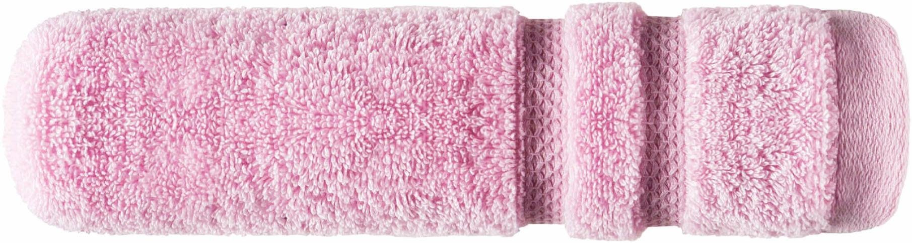 Baumwolle rosa Touch, flauschig, Streifenbordüre, Handtuch Micro (1-St), Walkfrottee Egeria 100% saugfähig & extrem