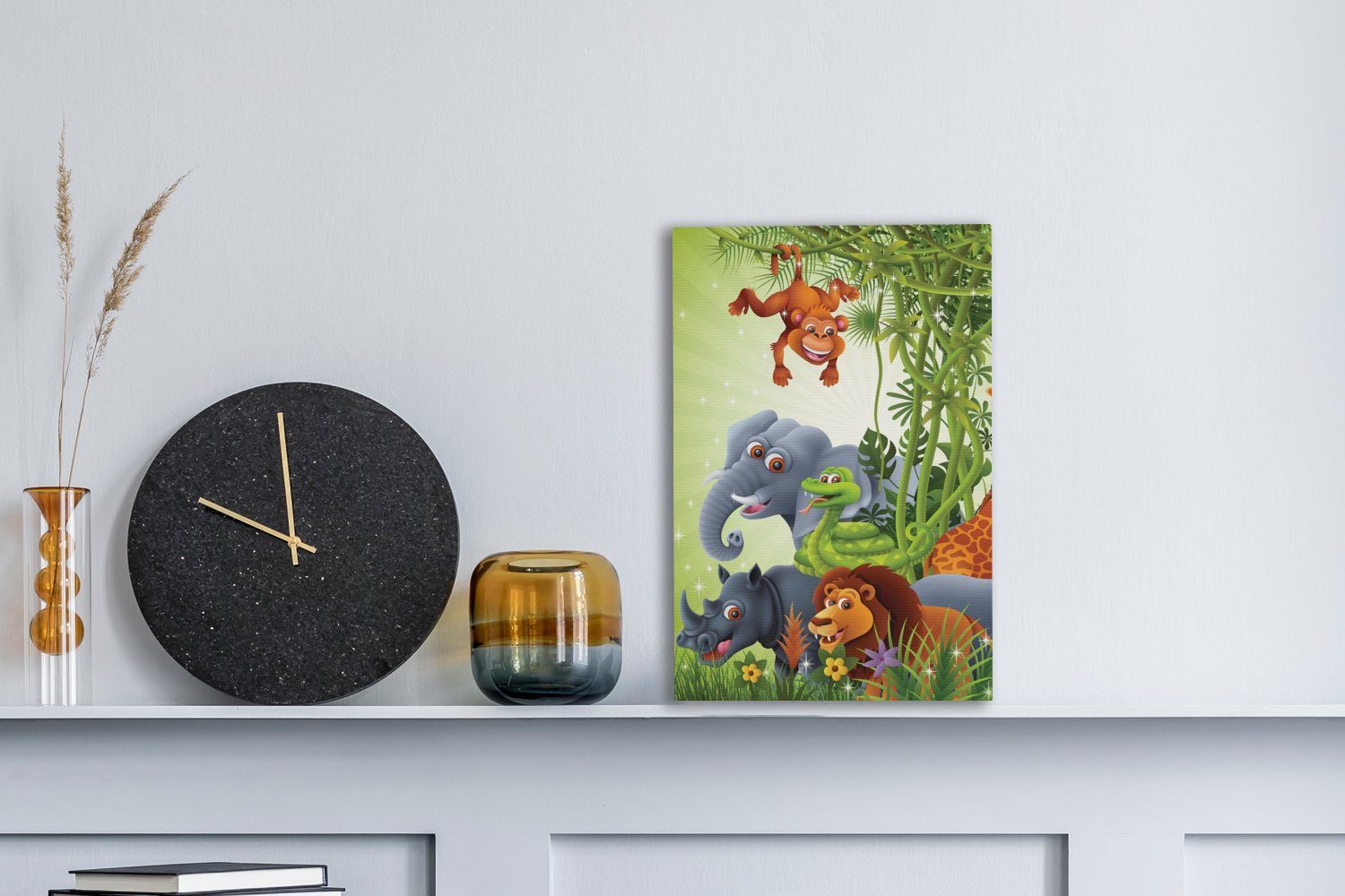 OneMillionCanvasses® Leinwandbild Dschungeltiere - Pflanzen - Kinder - Elef günstig online kaufen