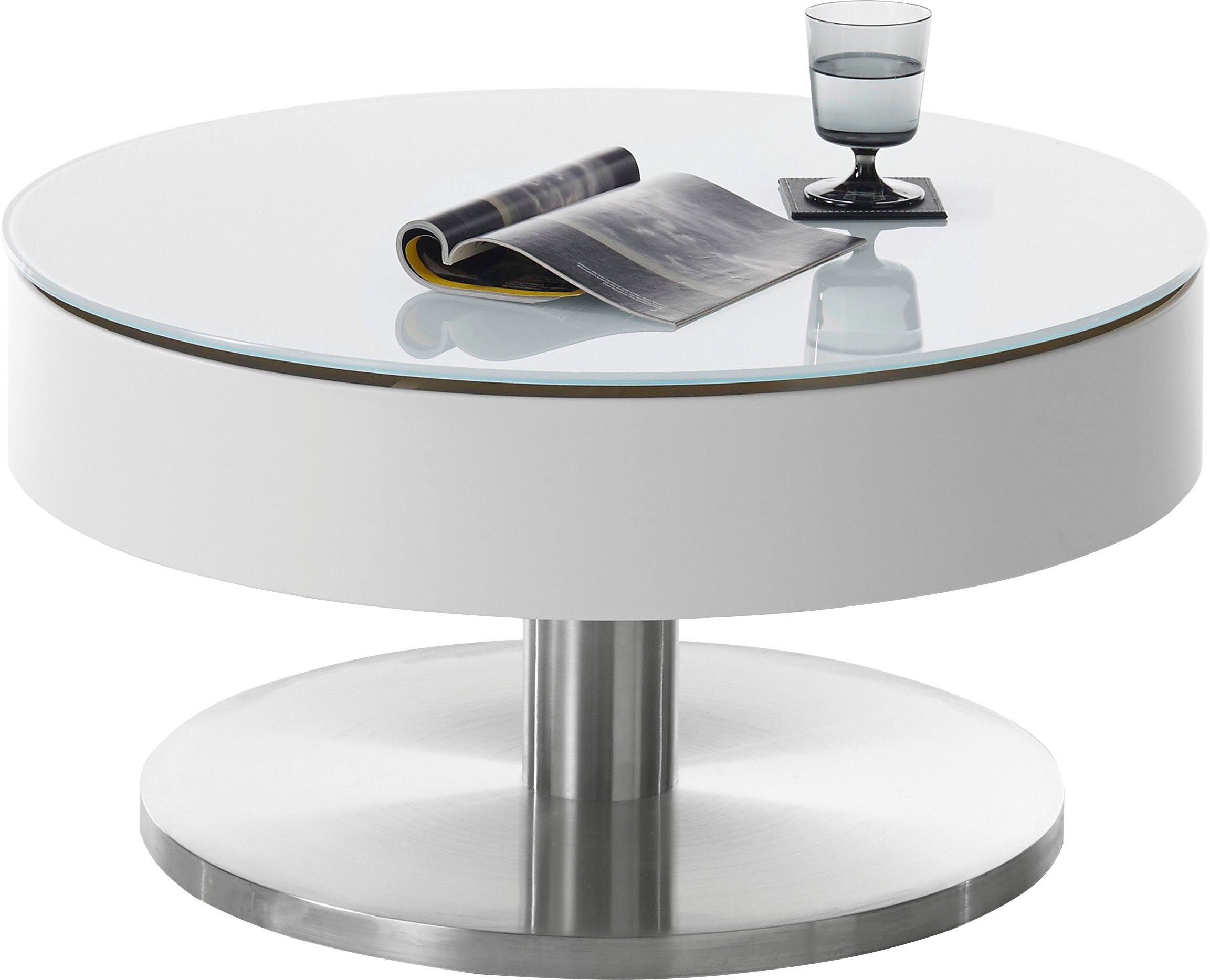 MCA furniture Innenfach Weiß Couchtisch weiß mit Tischplatte Suva, drehbar 