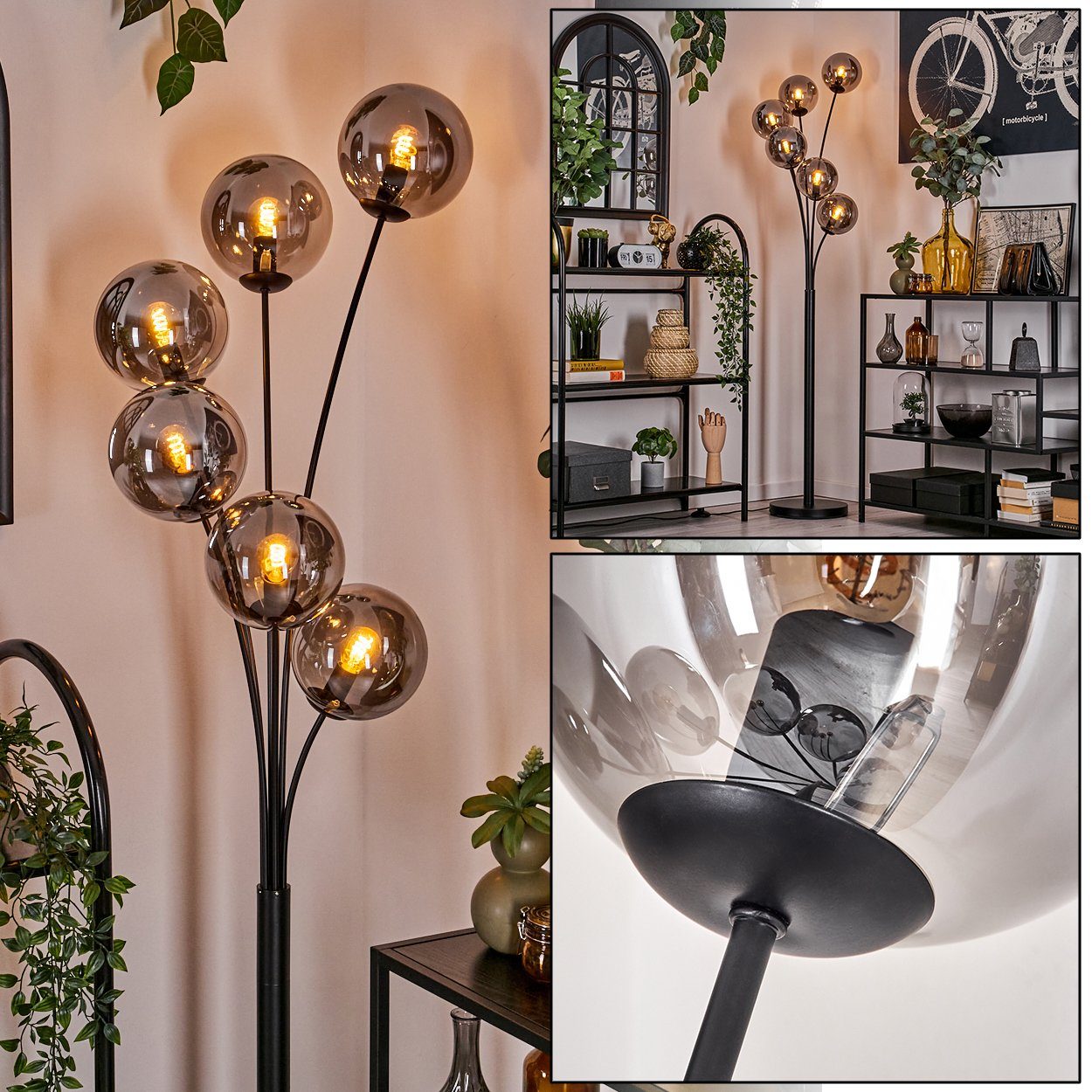 hofstein Stehlampe Stehlampe aus Metall/Glas in günstig online kaufen