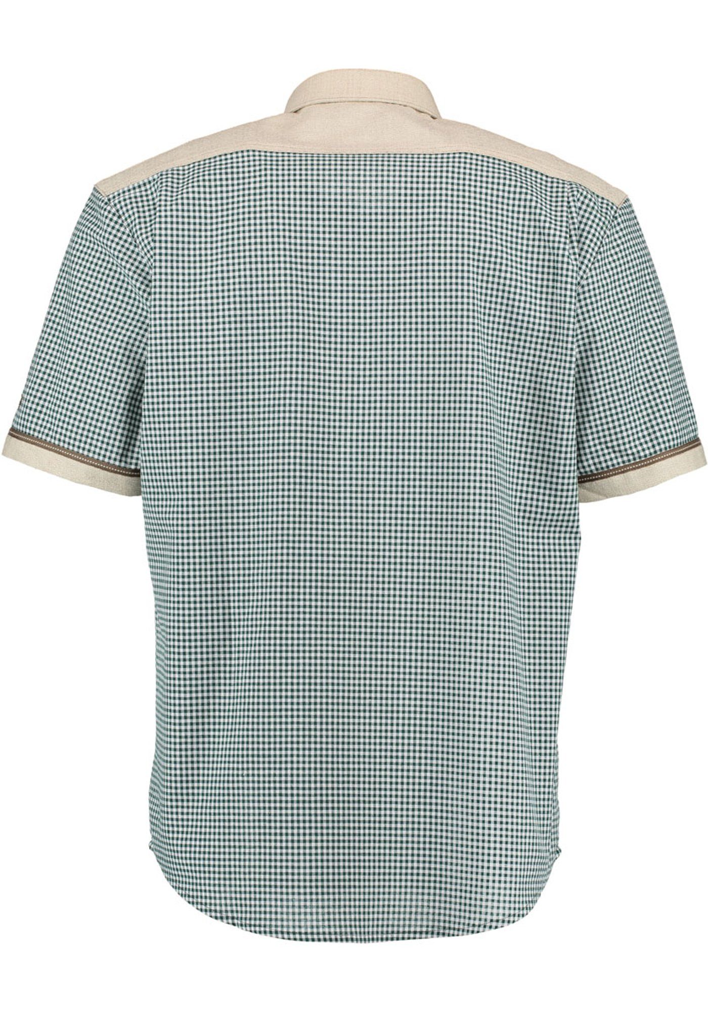 dunkelgrün der Bakely Kurzarmhemd auf Knopfleiste Trachtenhemd mit OS-Trachten Stickerei