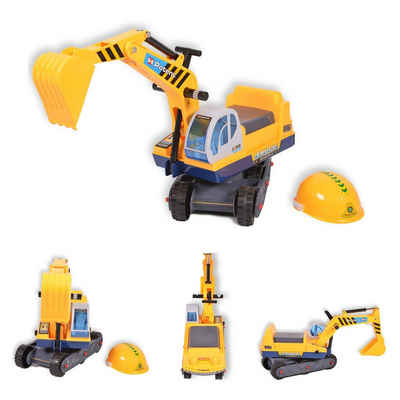 Moni Spielzeug-Auto Spielzeug Bagger 138, mit Helm, 77 cm lang Lenkrad Hupe, bewegliche Schaufel