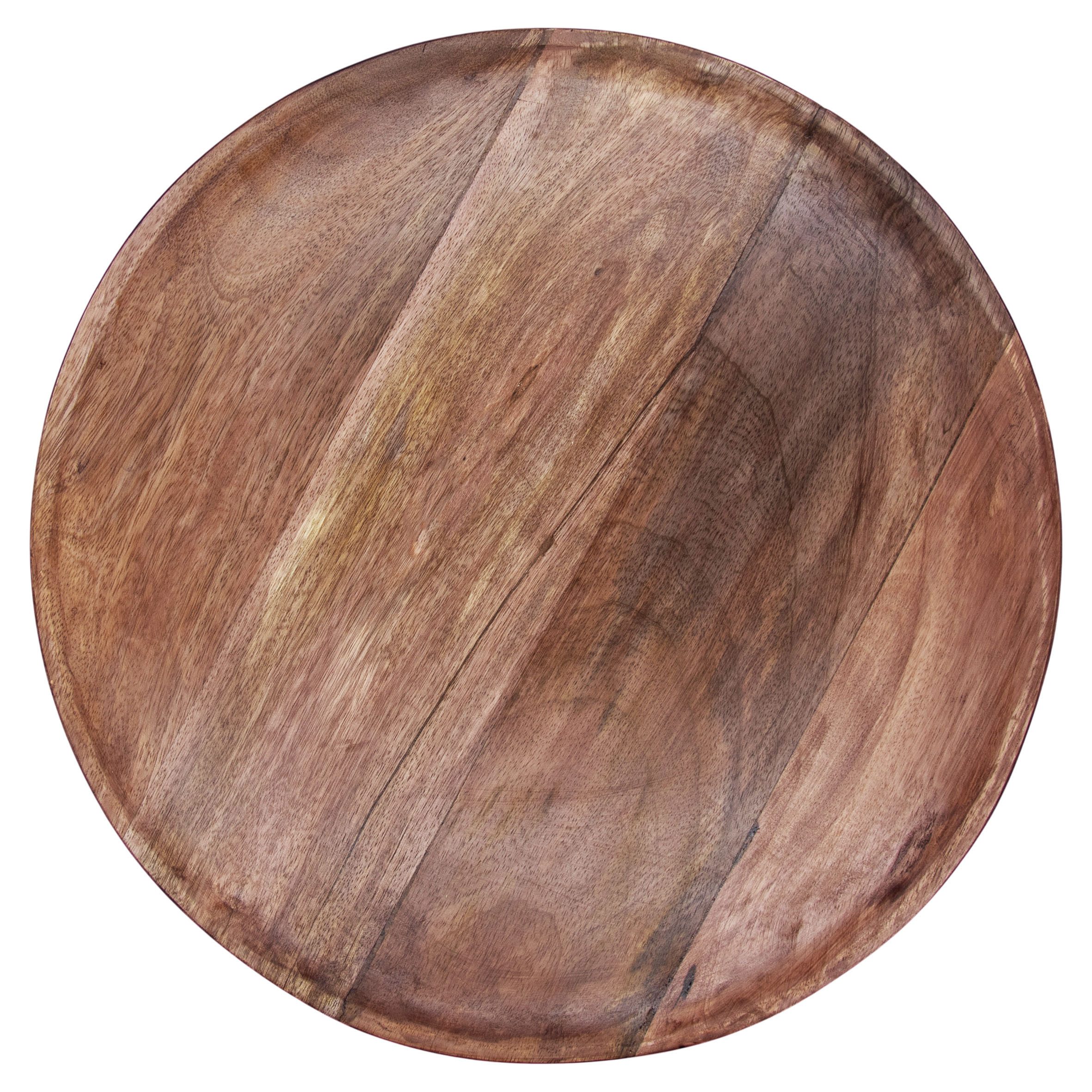 Spetebo Dekotablett Walnussholz Dekotablett natur rund - 38 cm (Stück, 1 St., Anzahl), Mit leicht erhöhtem Rand