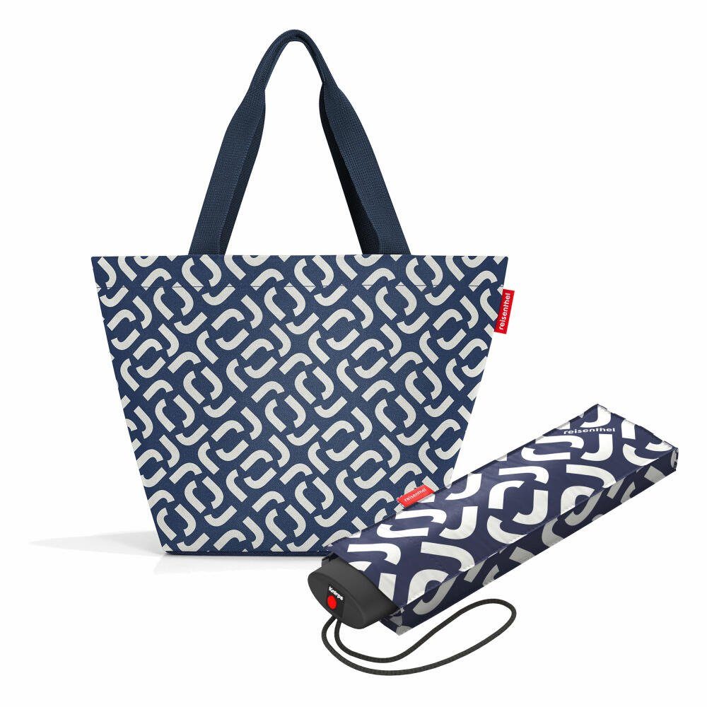 REISENTHEL® Shopper shopper M Set Signature Navy (Set, 2-tlg), mit umbrella pocket mini