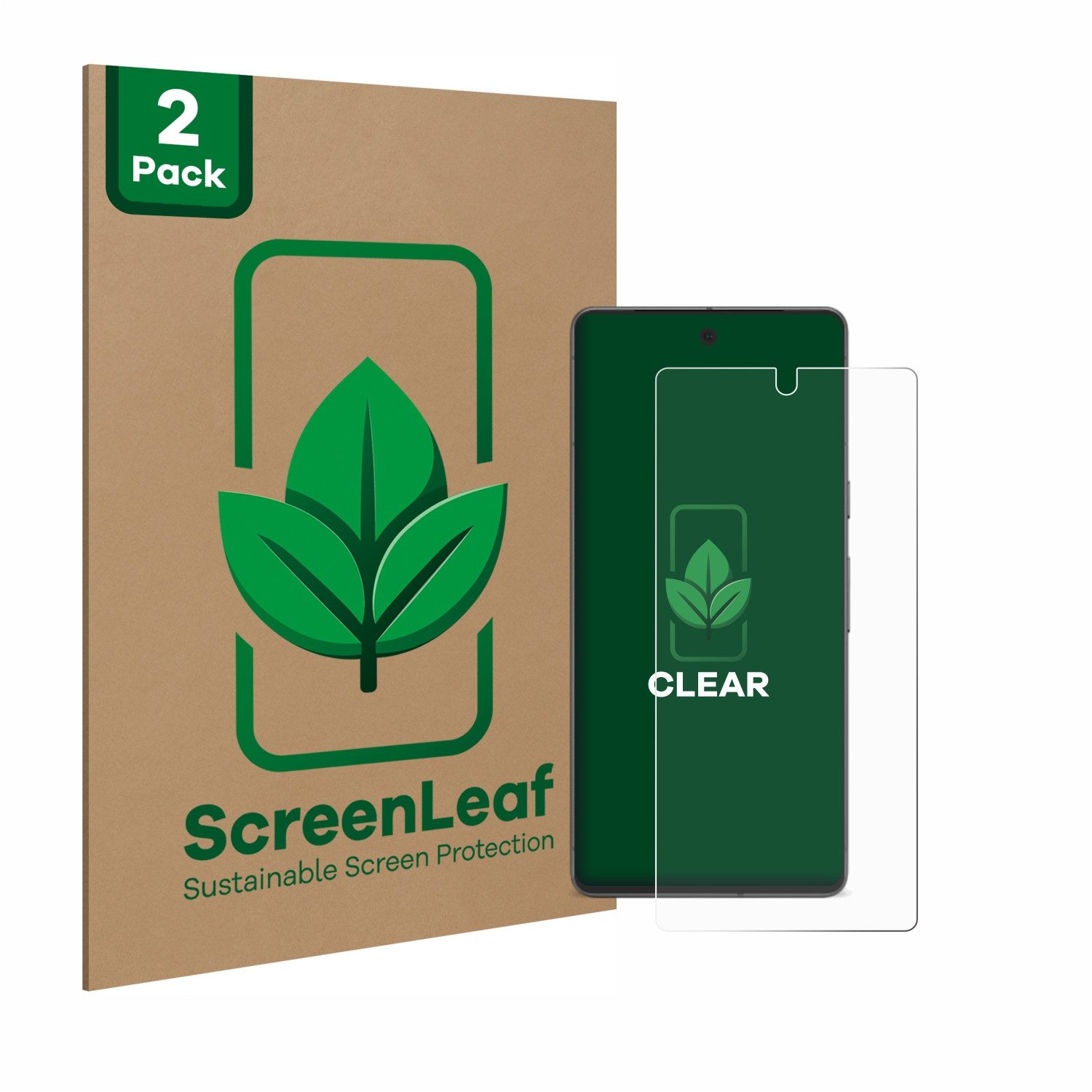 ScreenLeaf Displayschutzfolie Schutzfolie für Google Pixel 7, 2 Stück, nachhaltiger Displayschutz Schutz Folie Klar Transparent