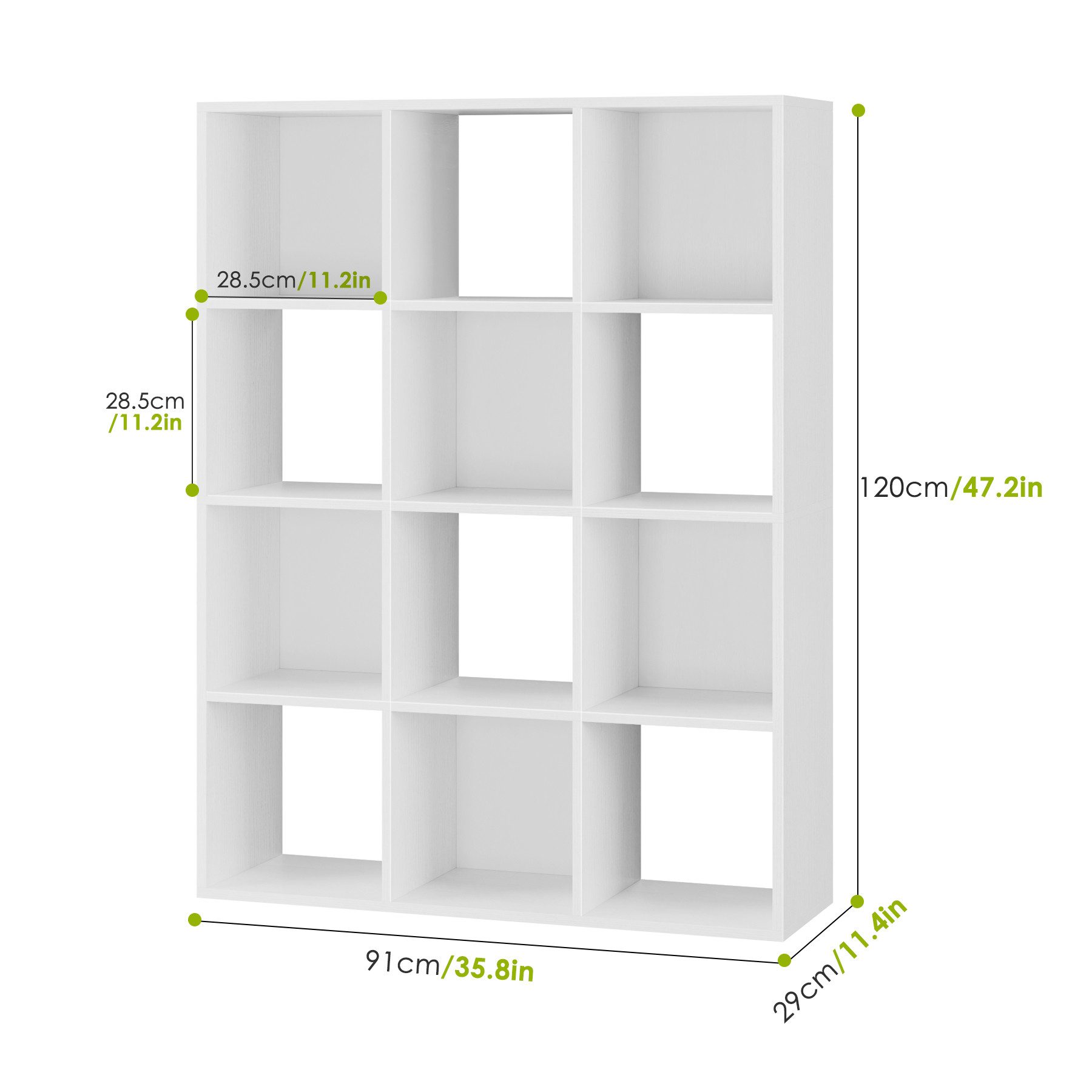HOMECHO Bücherregal, Würfelregal mit 12 Fächern Weiß Standregal Raumteiler