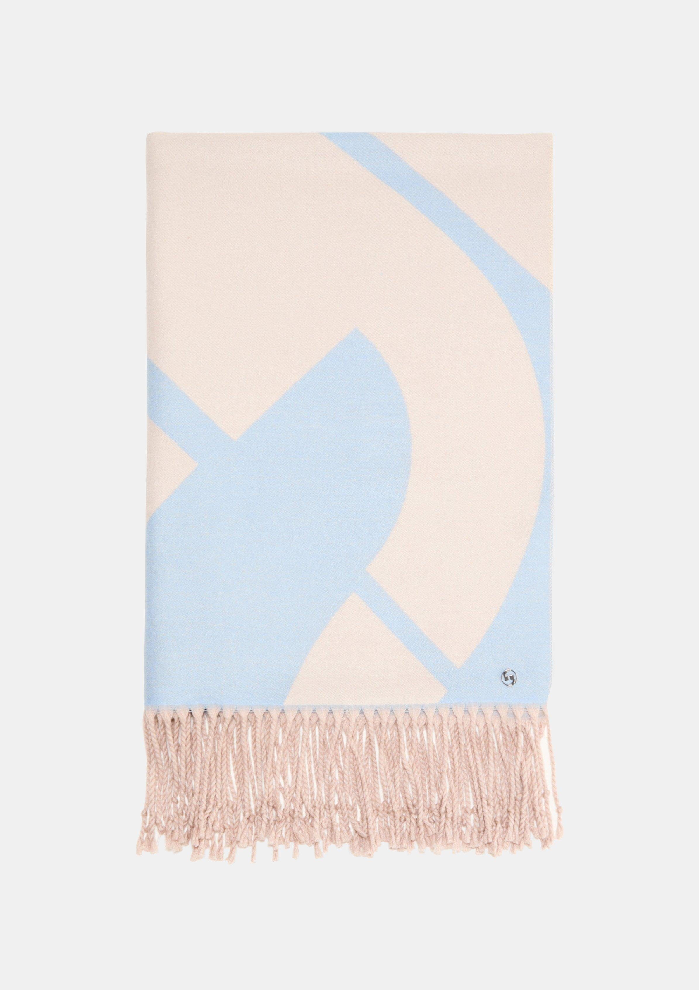 Comma Allover-Muster, himmelblau mit Fransen Halstuch Schal