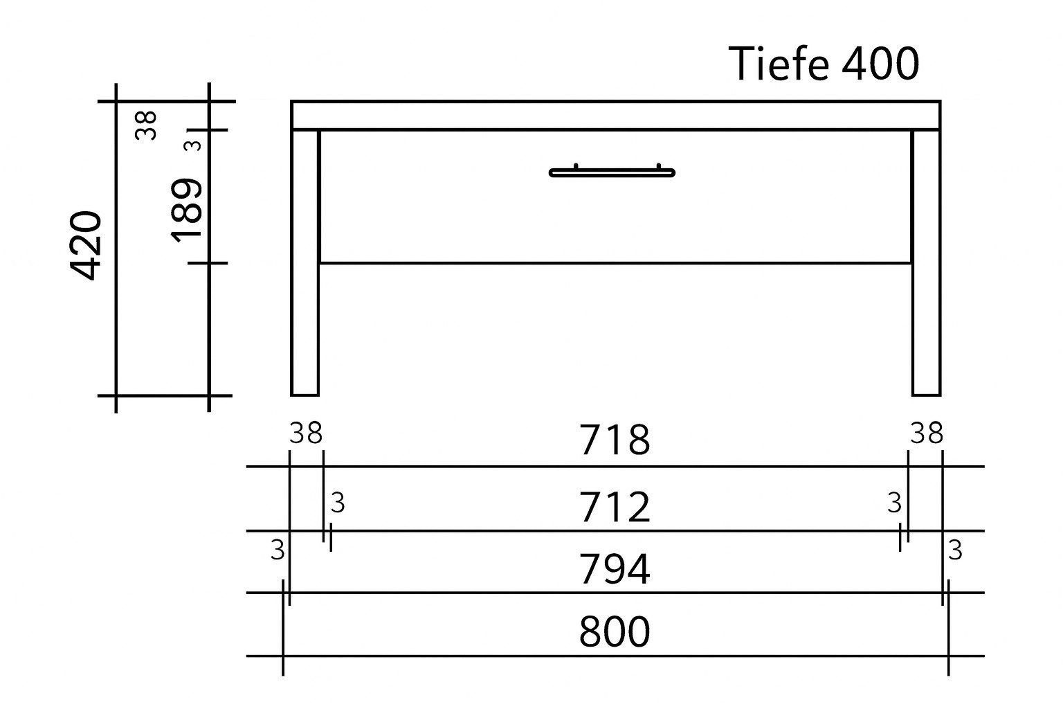 bv-vertrieb Garderobe Garderobenbank Kernbuche Flur-Bank Sitzbank mit Schublade