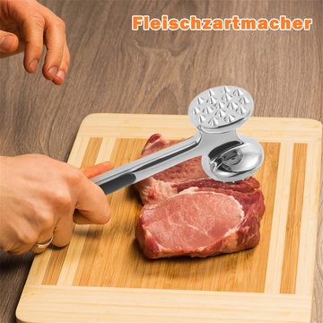 yozhiqu Fleischhammer Manueller Fleischwolf aus Zinklegierung - Doppelseitiger Fleischwolf, Macht das Fleisch zart und verbessert seinen Geschmack beim Kochen