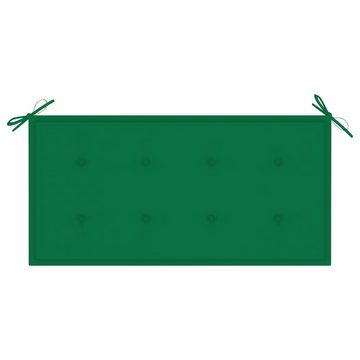 furnicato Gartenbank mit Grüner Auflage 112 cm Massivholz Teak