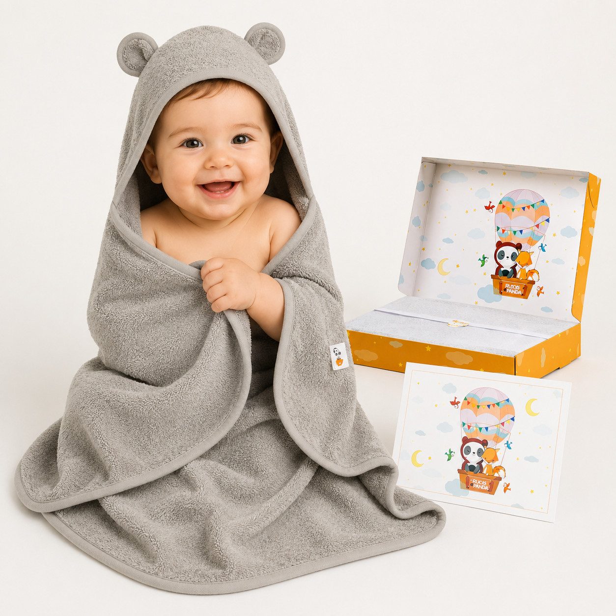 Fuchs & Panda Kapuzenhandtuch Kapuzenhandtuch Baby EXTRA dick, warm & weich aus 100% Bambus, 100% Bambus: Antimikrobiell, Atmungsaktiv, Hypoallergen, Superweich