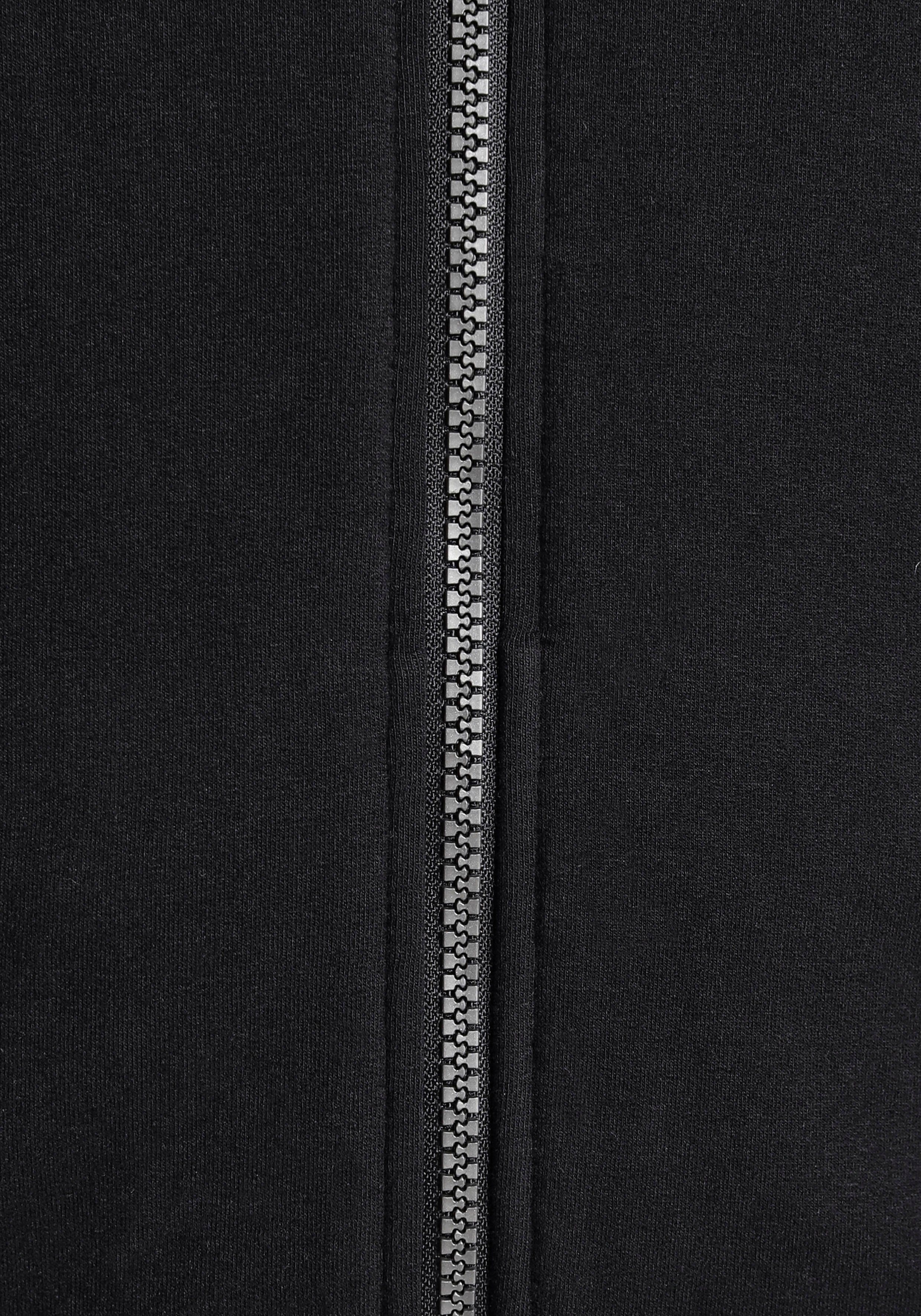 schwarz in Zipper langer mit Flashlights Sweatjacke Form