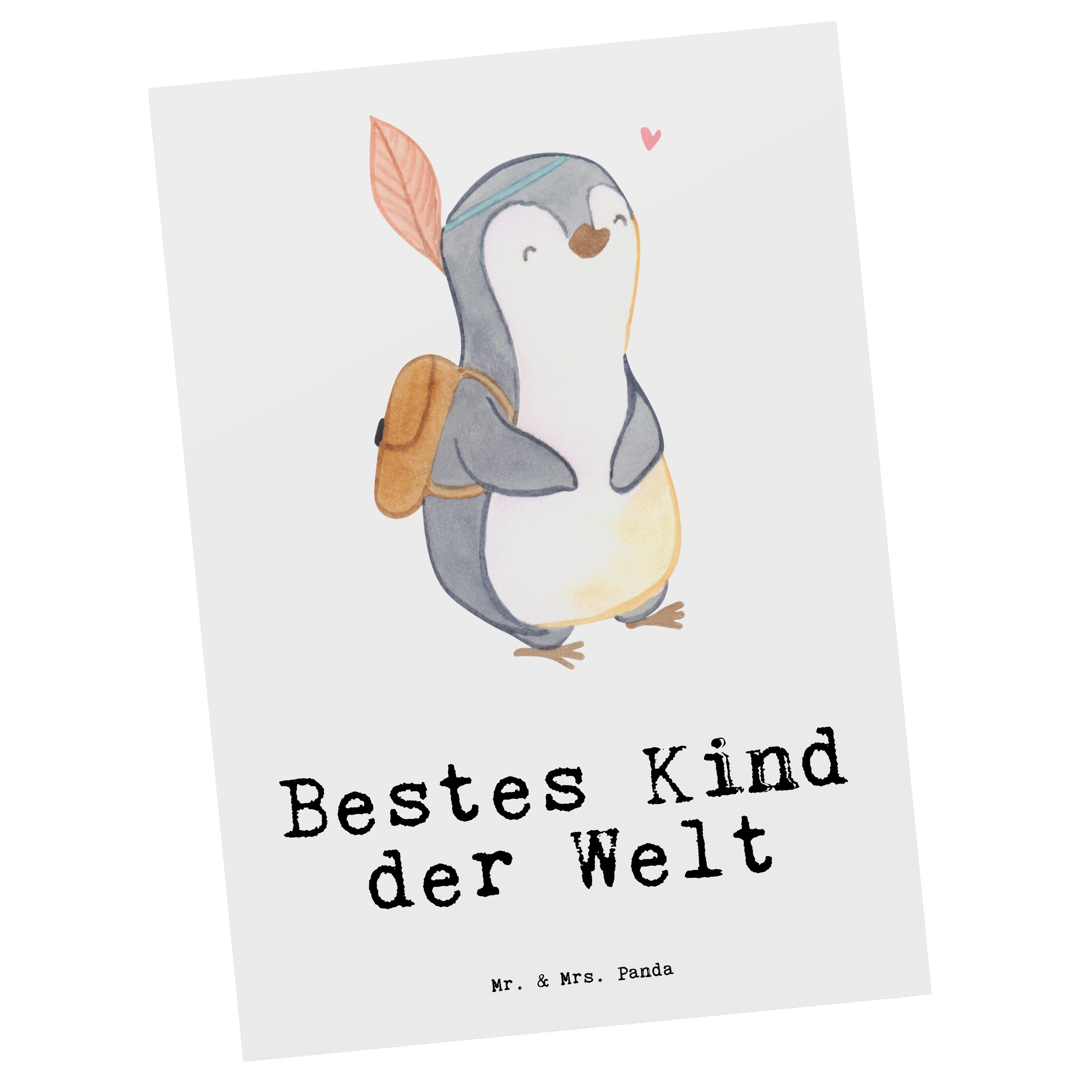 Mr. & Mrs. Panda Postkarte Pinguin Bestes Kind der Welt - Weiß - Geschenk, Freude machen, Mitbringsel, Nachwuchs, Taufe, Karte, Einladung, Geschenkidee, Bedanken, Geschenkkarte