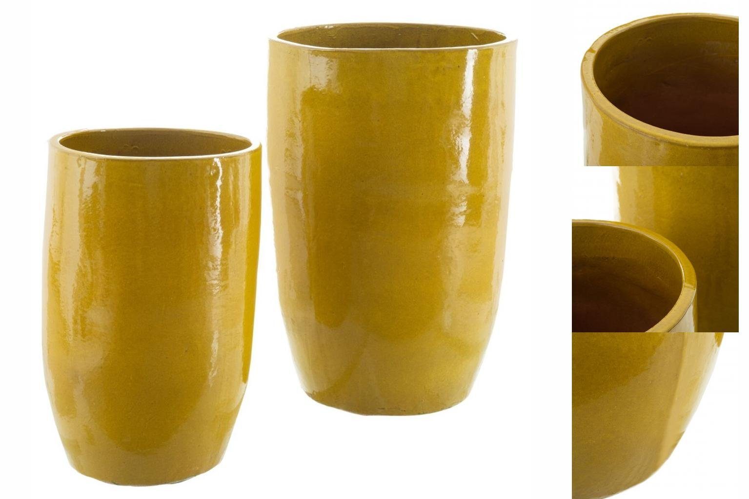 Bigbuy Dekovase Vase 52 x 52 x 80 cm aus Keramik Gelb 2 Stück