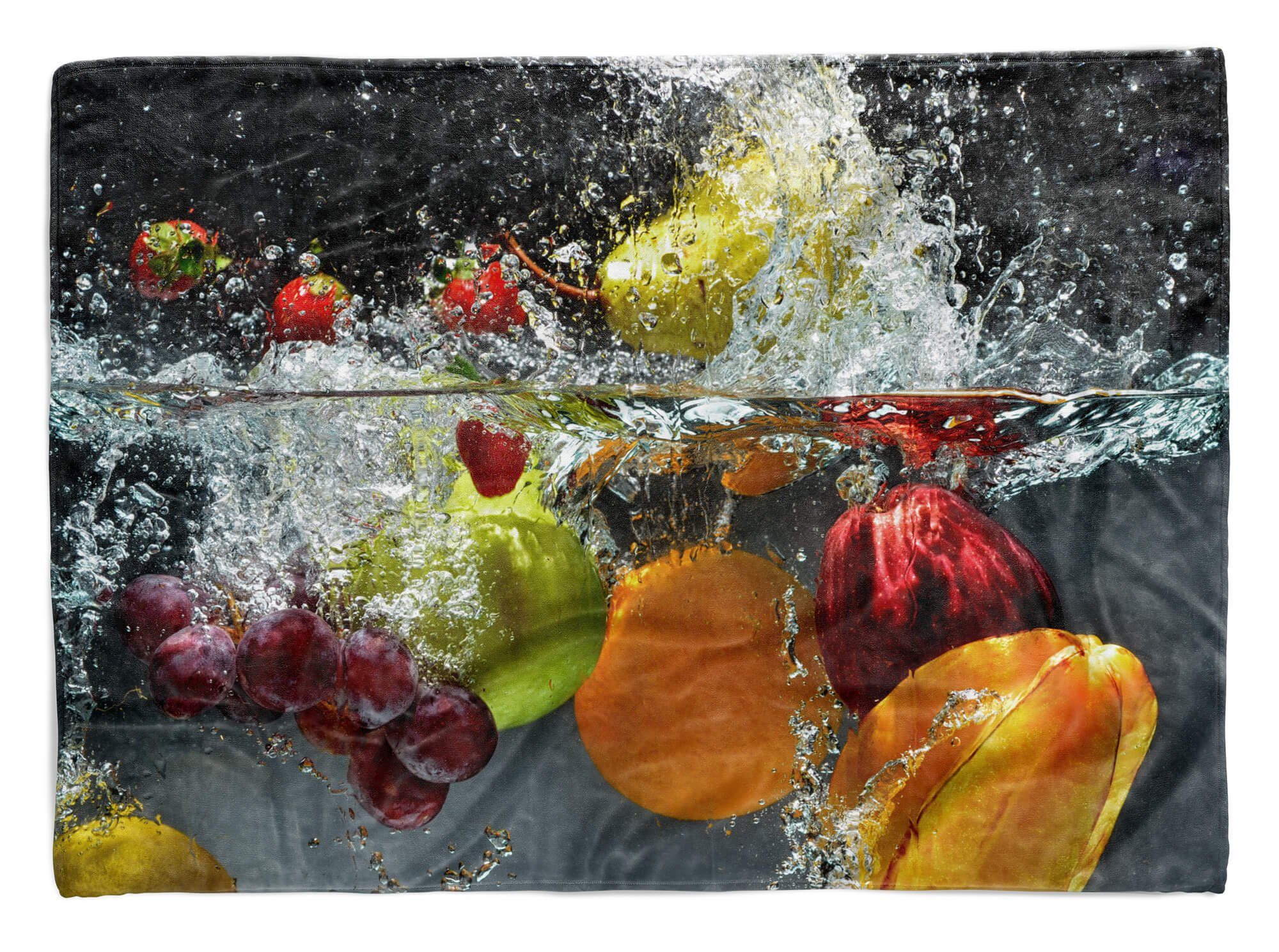 Sinus Art Handtücher Handtuch Strandhandtuch Saunatuch Kuscheldecke mit Fotomotiv Früchte unter Wass, Baumwolle-Polyester-Mix (1-St), Handtuch