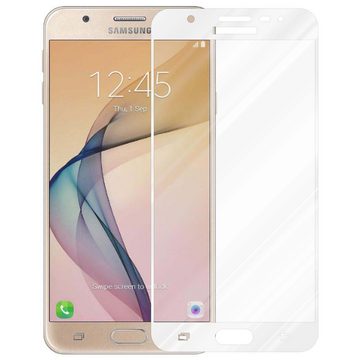 Cadorabo Schutzfolie Samsung Galaxy J7 PRIME / ON7, (1-St), Vollbild Schutzglas Panzer Folie (Tempered) Display-Schutzglas