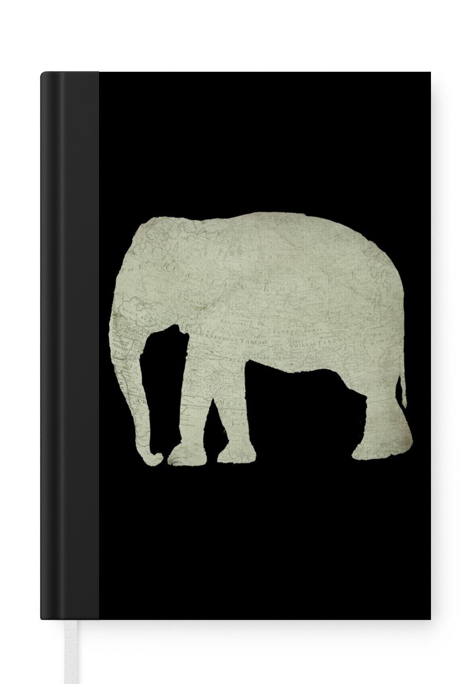 MuchoWow Notizbuch Elefant - Karte - Retro, Journal, Merkzettel, Tagebuch, Notizheft, A5, 98 Seiten, Haushaltsbuch