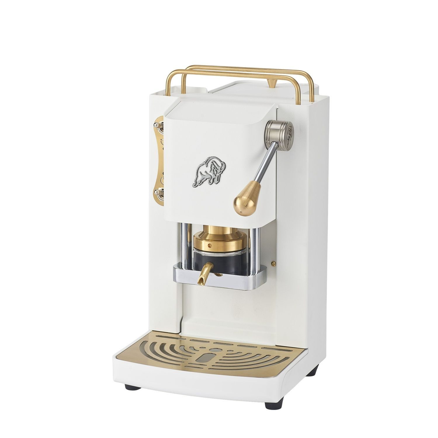 Faber Coffee Machines Espressomaschine Pro Essential Messing Kaffeepadmaschine, 44m ESE Pads, Messing-Details mit hochwertigem 3D-Logo