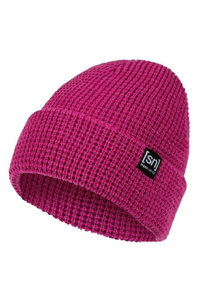 SUPER.NATURAL Beanie Wintermütze City (Merinowolle, ideale Thermoregulation) fuchsia