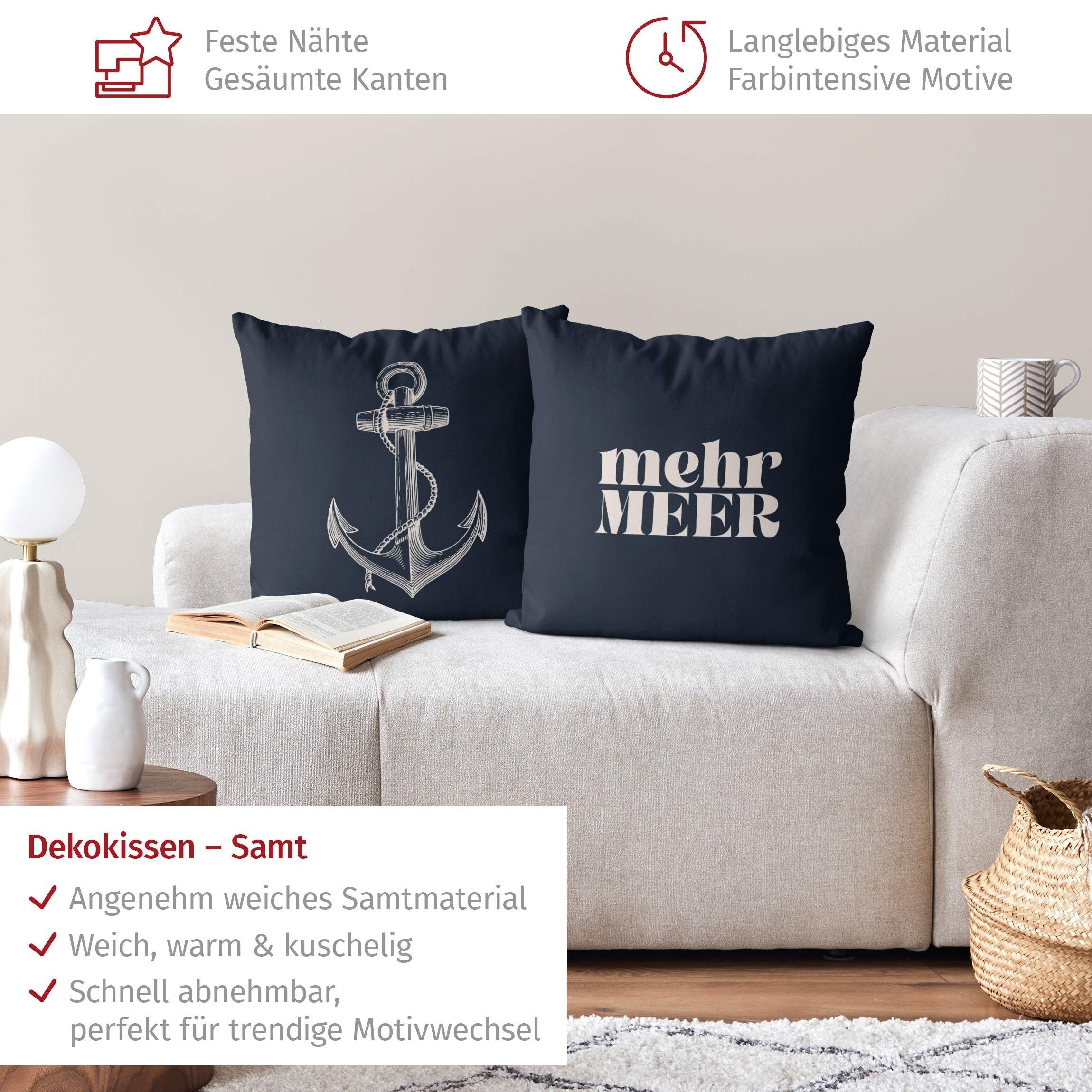 Bilderdepot24 Dekokissen 2-teilig drinnen Kissenhülle/ Sofakissen/ Zierkissen Kissenhülle blau, Bezug mit / ohne Füllung Zierkissen Outdoor Sofa Bett