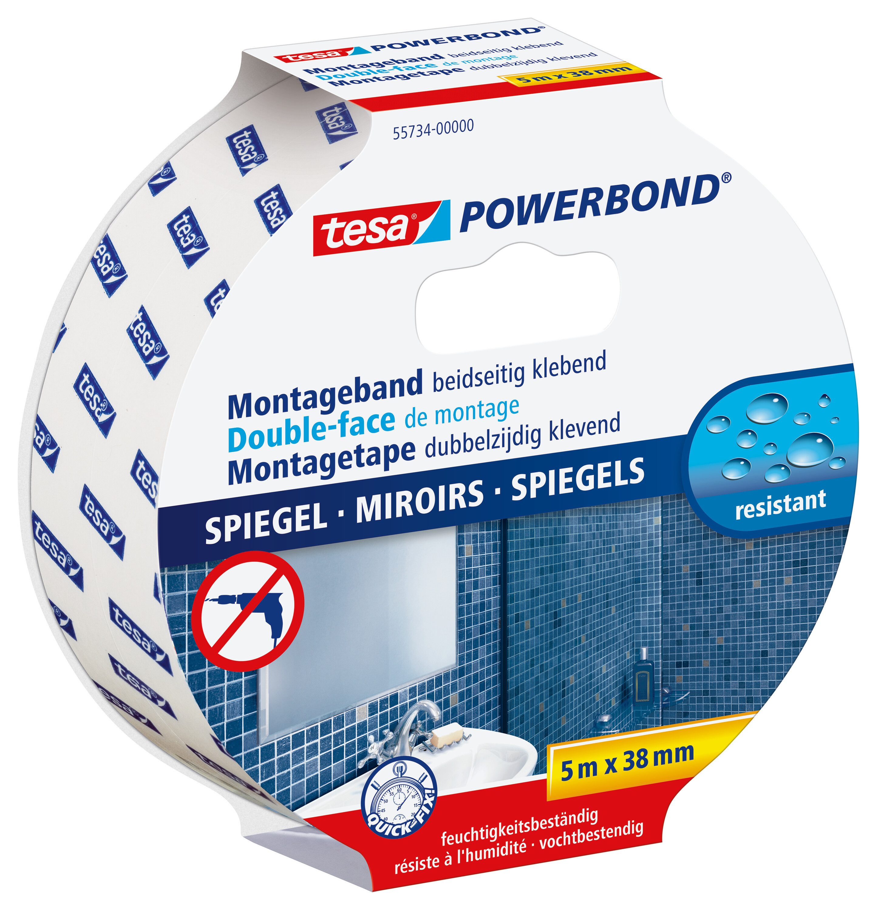 Doppelklebeband POWERBOND Spiegel Doppelseitiges Klebeband