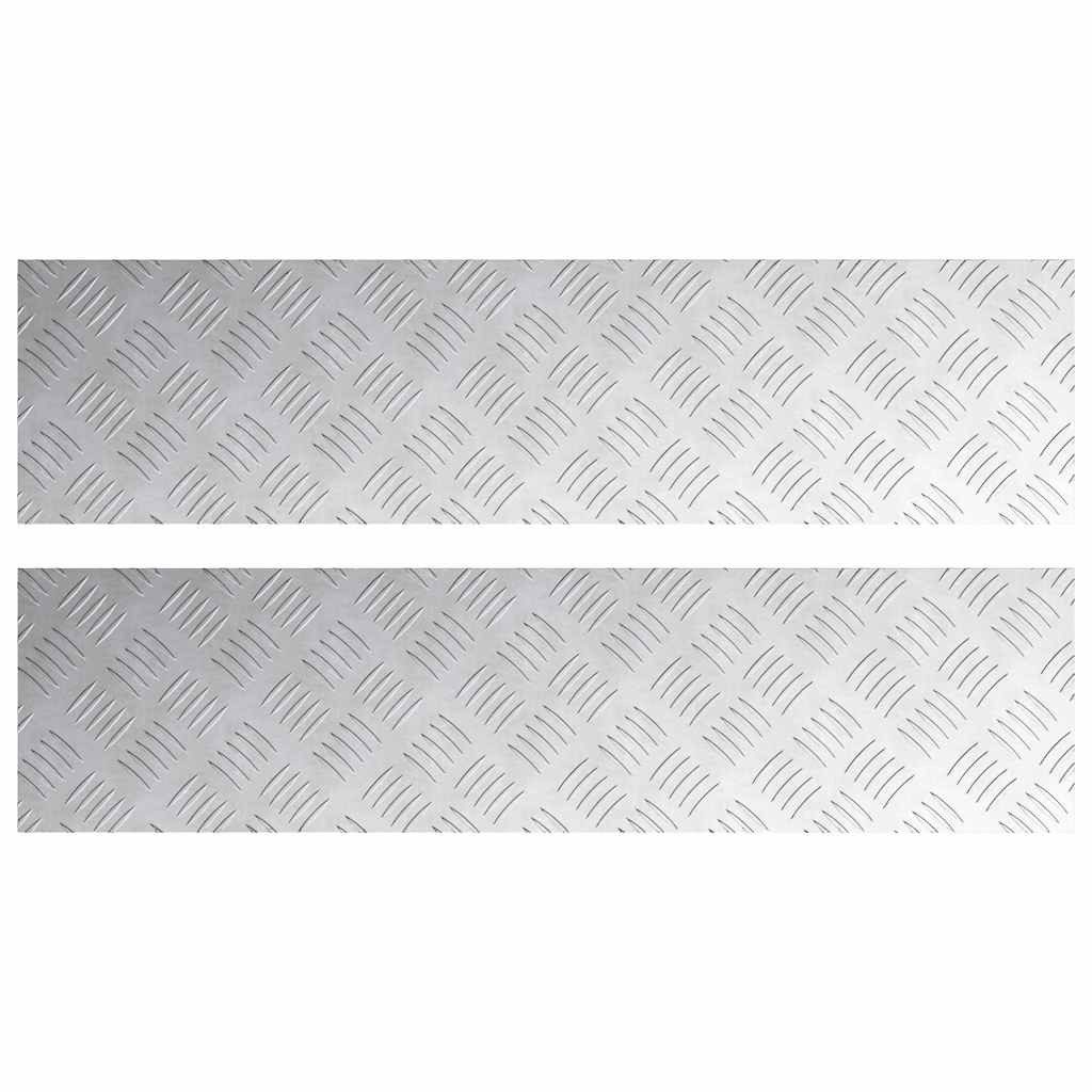 vidaXL Stufenmatte Treppe Tritt Rechtwinklig 2 pcs Silber 100 x 25 cm Aluminium, Rechtwinklig