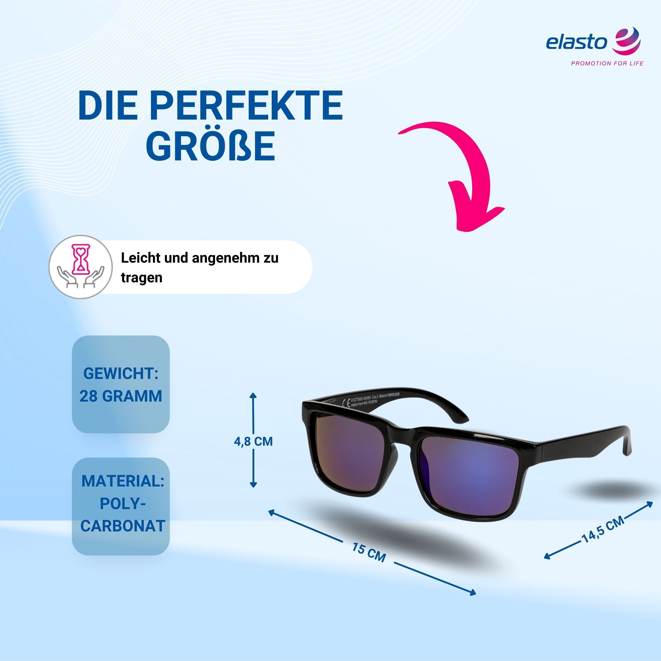 elasto Sonnenbrille Sunshine-Brille aus Kunststoff mit UV-400-Schutz schwarz – Bild 3 von 5