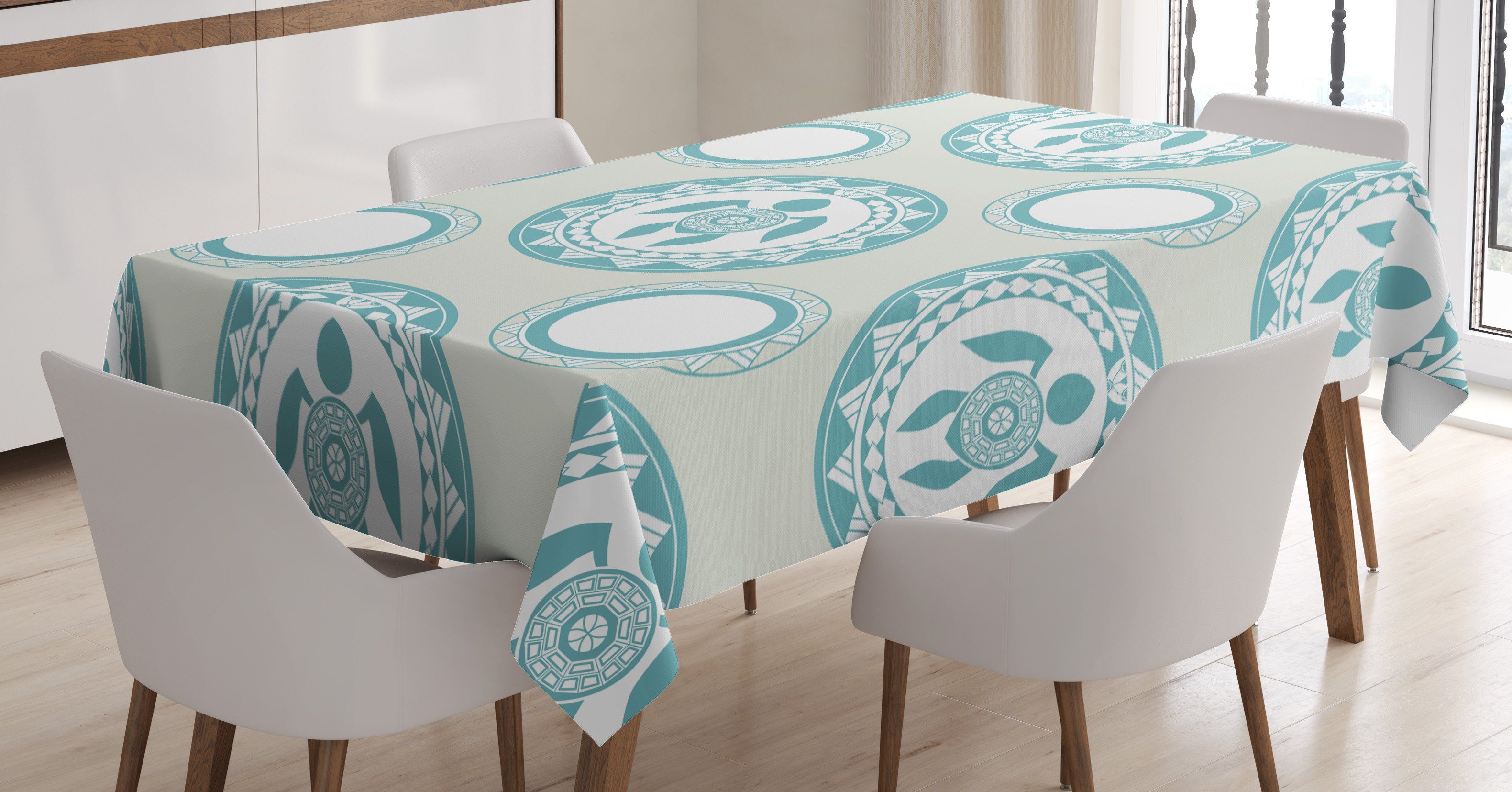 Abakuhaus Tischdecke Farbfest Waschbar Für den Außen Bereich geeignet Klare Farben, Ethnisch Aboriginal Meeresschildkröte Motiv