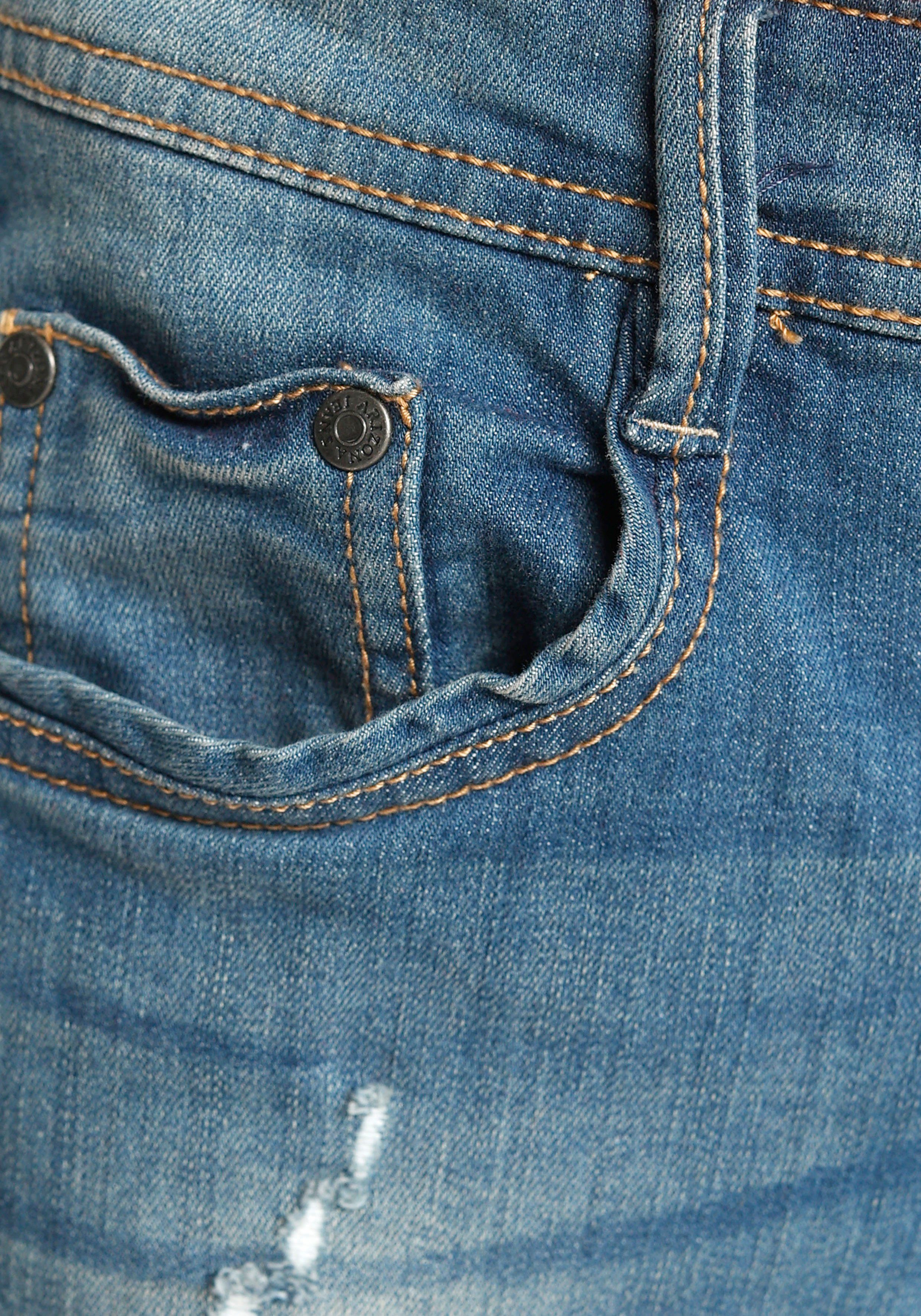Arizona Stretch-Jeans mit schmalem Bein für Jungen skinny fit, gerade Beinform, trendiger Used-Look