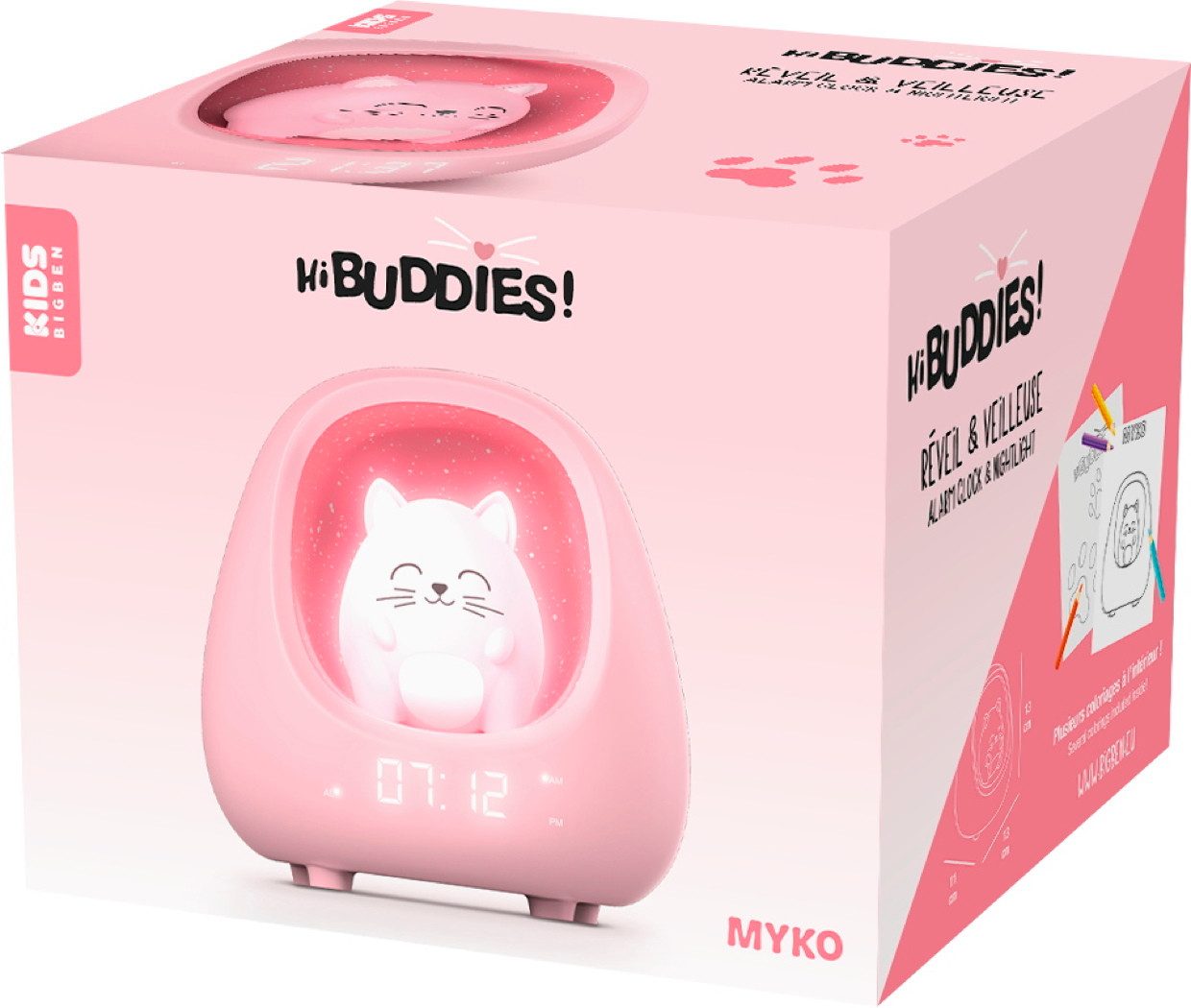 BigBen Kinderwecker Kids Wecker mit Nachtlicht Cat Katze Nest MYKO Hi Buddies! AU390025