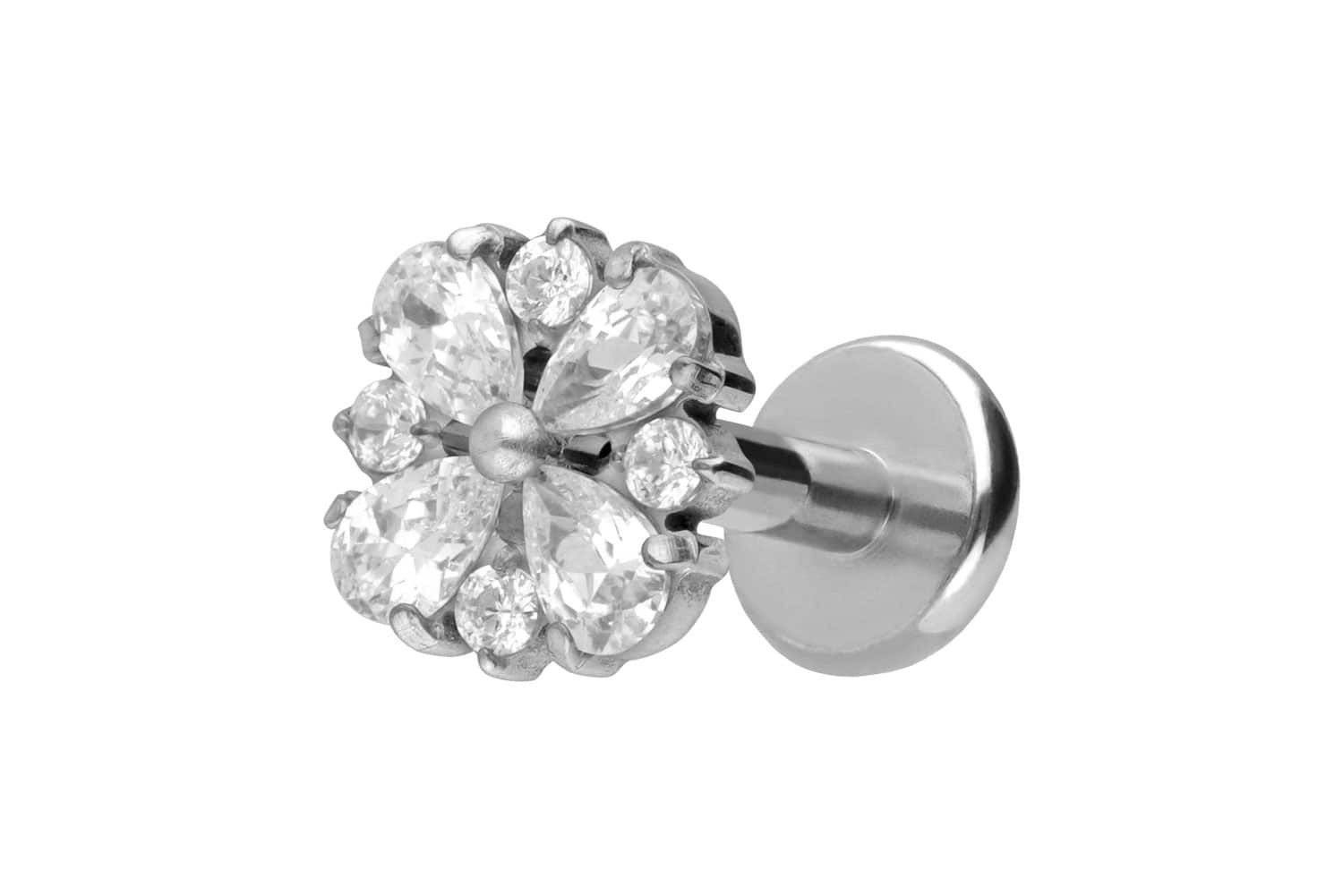 Piercing-Set Titan Labret mit Push Fit KRISTALLORNAMENT