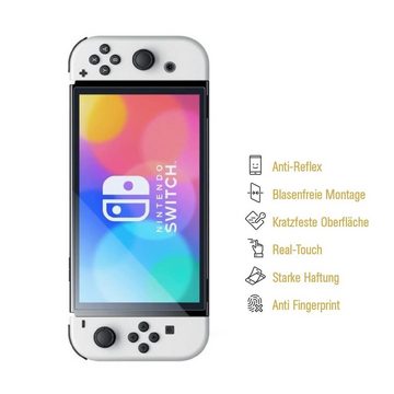 Protectorking Schutzfolie 4x Panzerfolie für Nintendo Switch Oled Displayschutz Schutzfolie, (4-Stück), ENTSPIEGELT