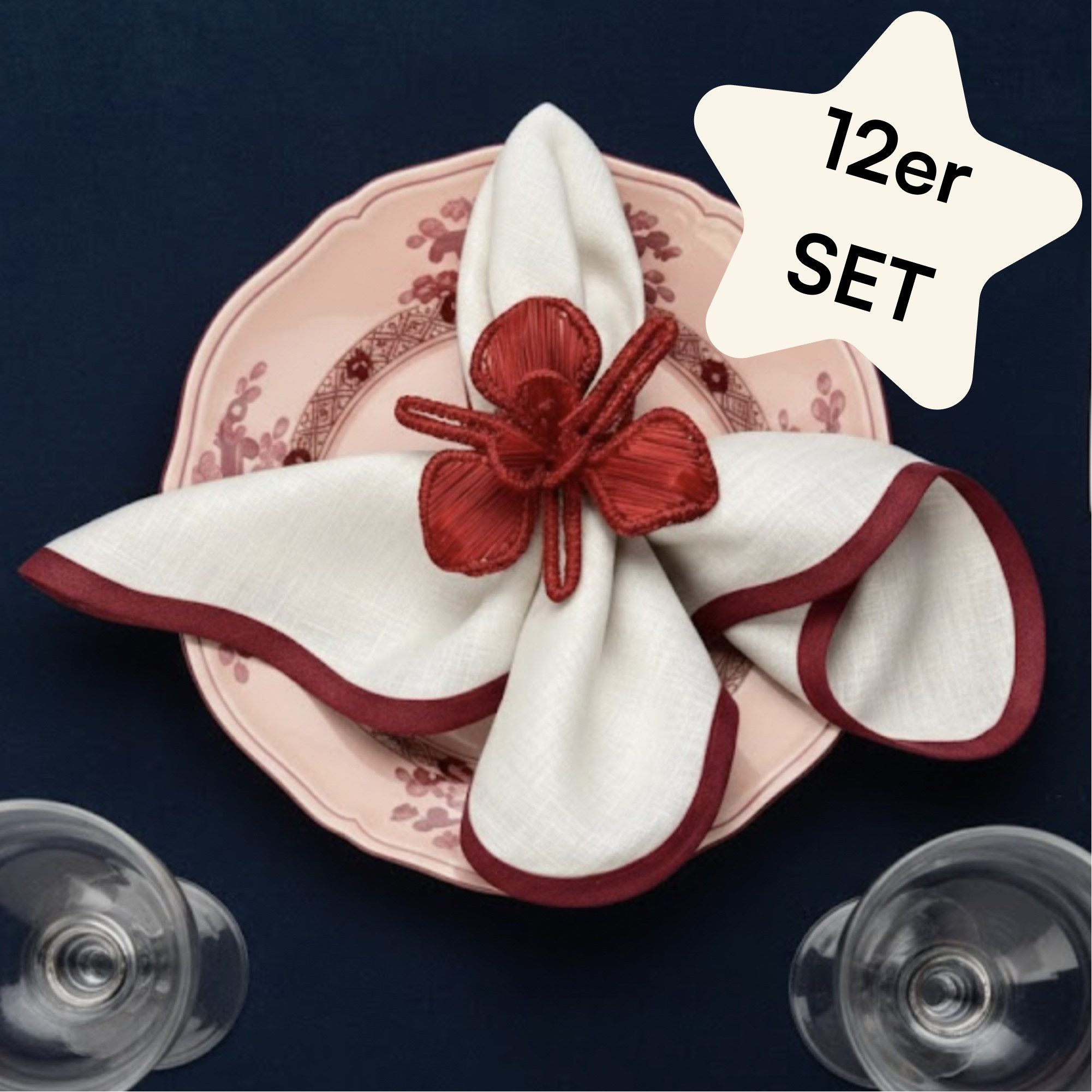 Seralino Stoffserviette 100% Bio-Baumwolle, (Set, 12 St., Wiederverwendbar), 40x40 cm & 45x45 cm