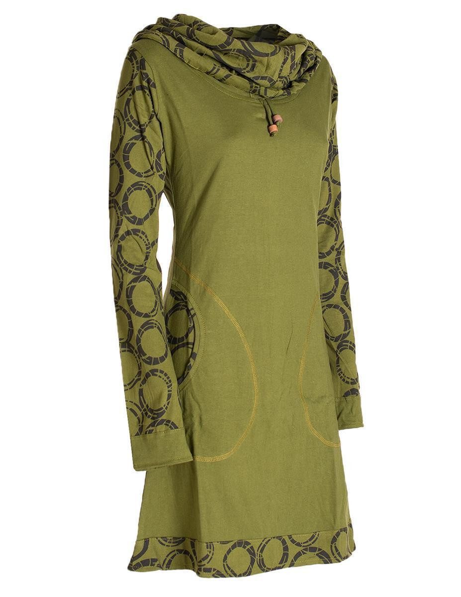 Vishes Jerseykleid Langarm Kleid Schal-Kleid Winterkleider Baumwollkleid Elfen, Goa, Hippie Style