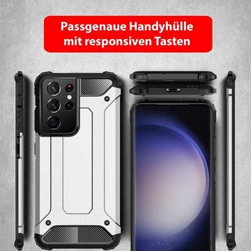 FITSU Handyhülle Outdoor Hülle für Samsung Galaxy S23 Ultra Schwarz, Robuste Handyhülle Outdoor Case stabile Schutzhülle mit Eckenschutz