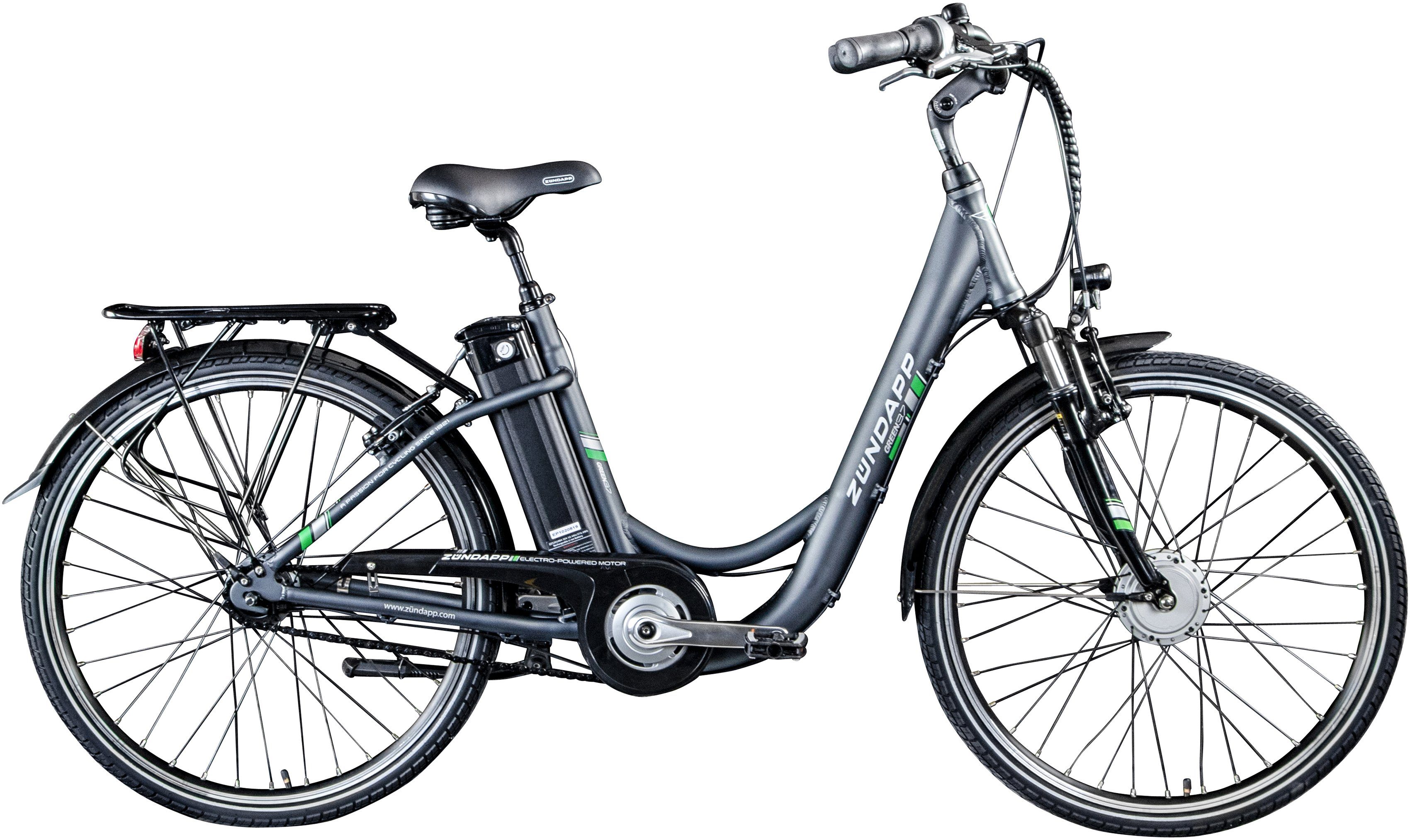 Zündapp E-Bike Green 3.7, 7 Gang, Nabenschaltung, Frontmotor, 374 Wh Akku, Pedelec