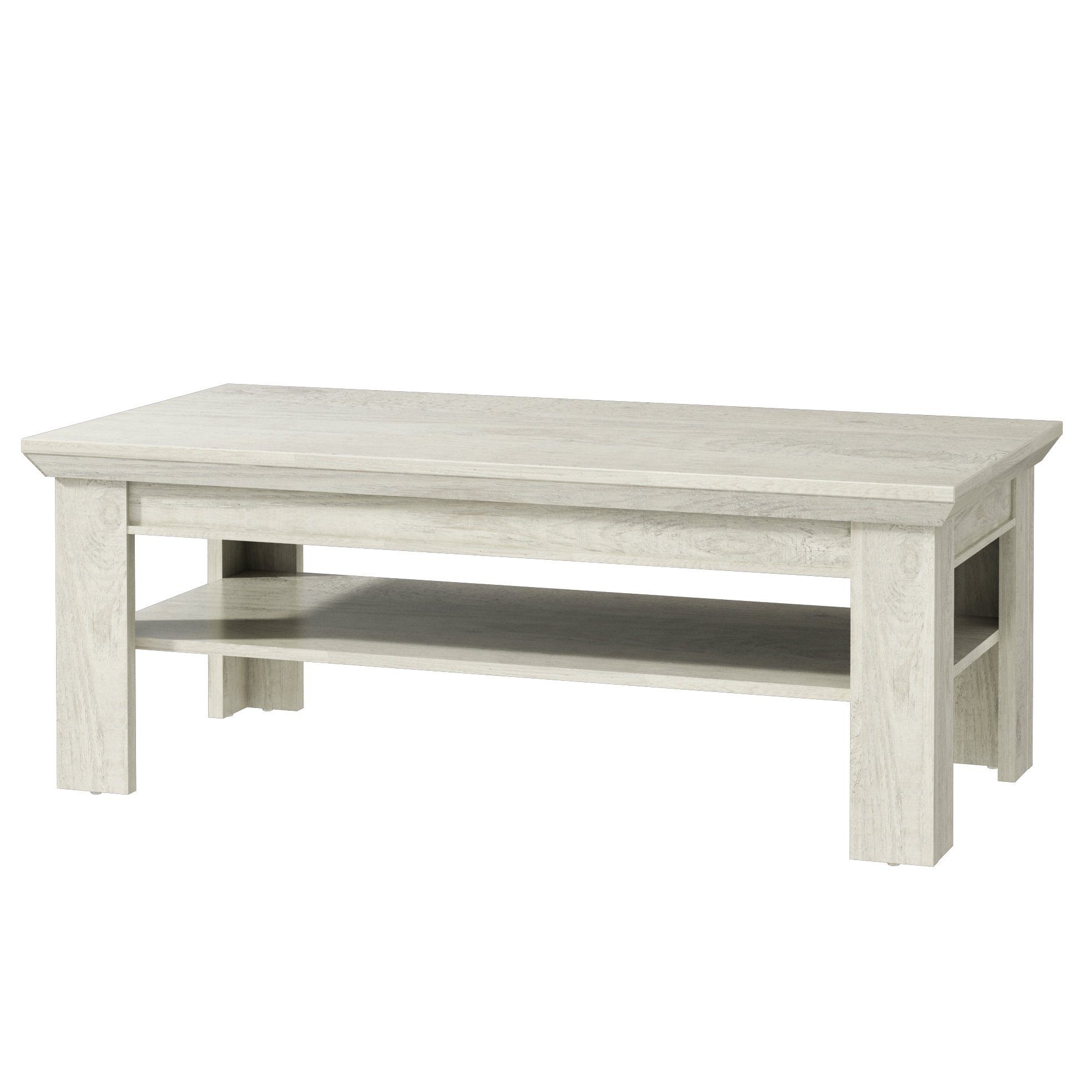Newroom Couchtisch Pinie Weiß 120 cm, Couchtisch Pinie Weiß Modern Landhaus Wohnzimmertisch Sofatisch
