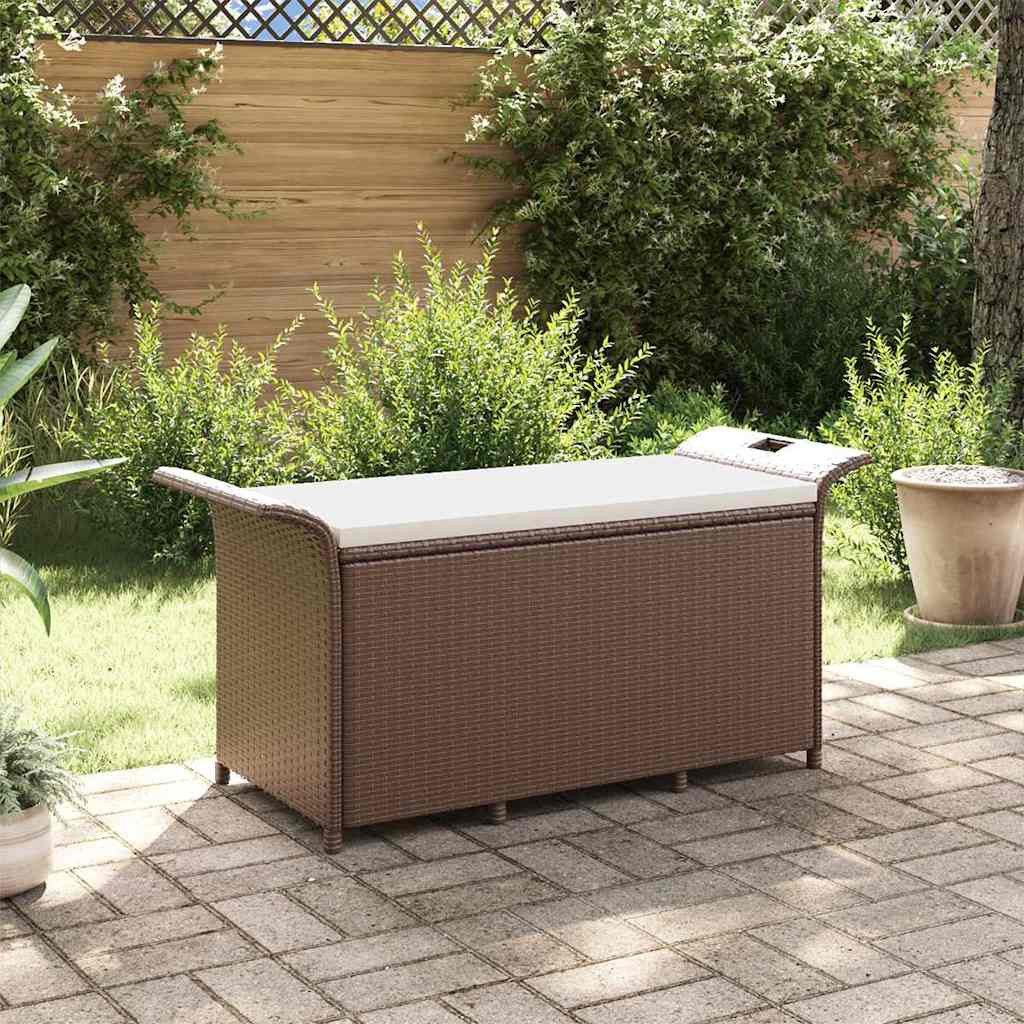 vidaXL Gartenbank Gartenbank mit Kissen Braun 116x46x57 cm Poly Rattan (1-St)