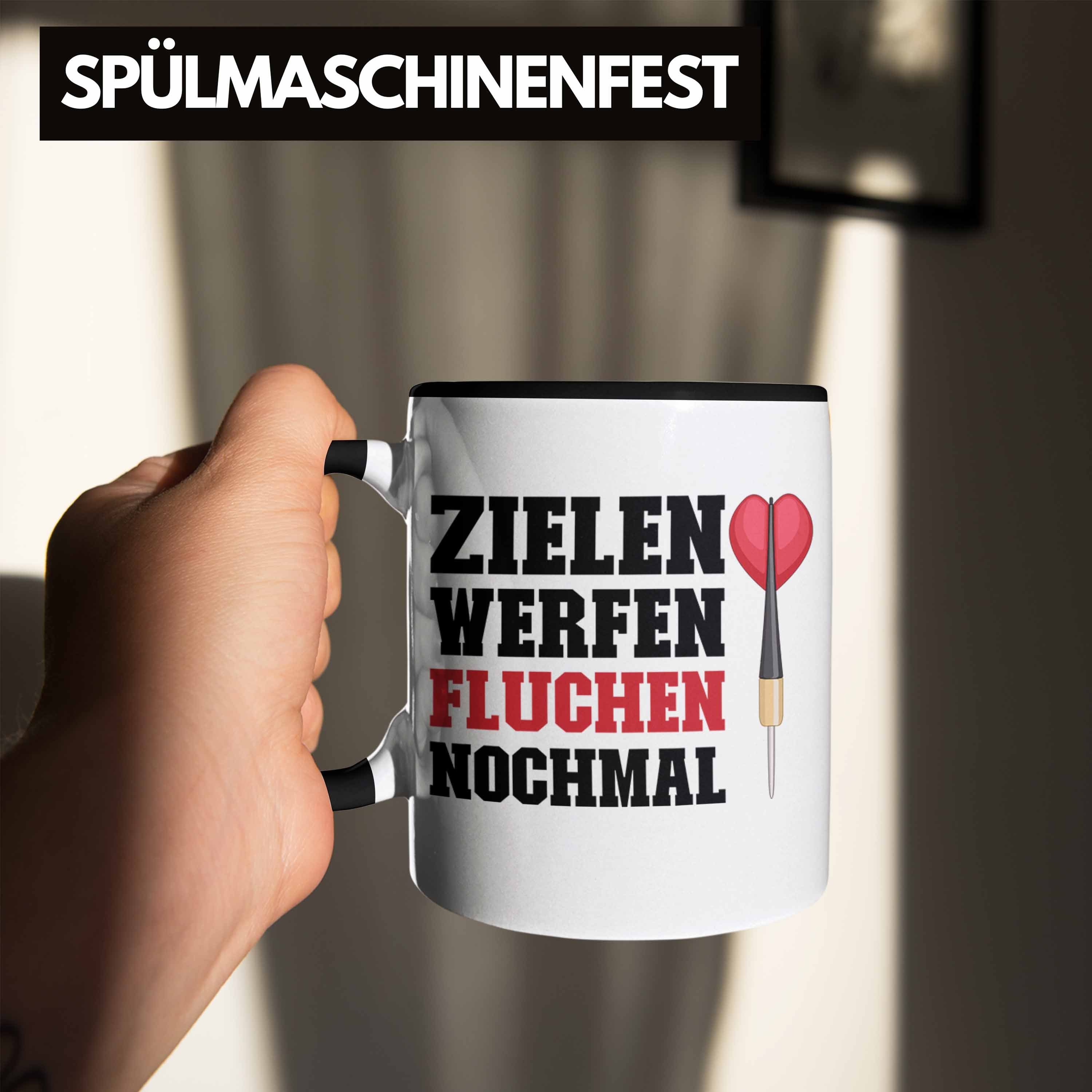 Tasse Fluchen Zielen Dart-Spieler Trendation Nochmal Dartpfeil Trendation Werfen Spruch - Tasse Geschenkidee Dart Schwarz Männer