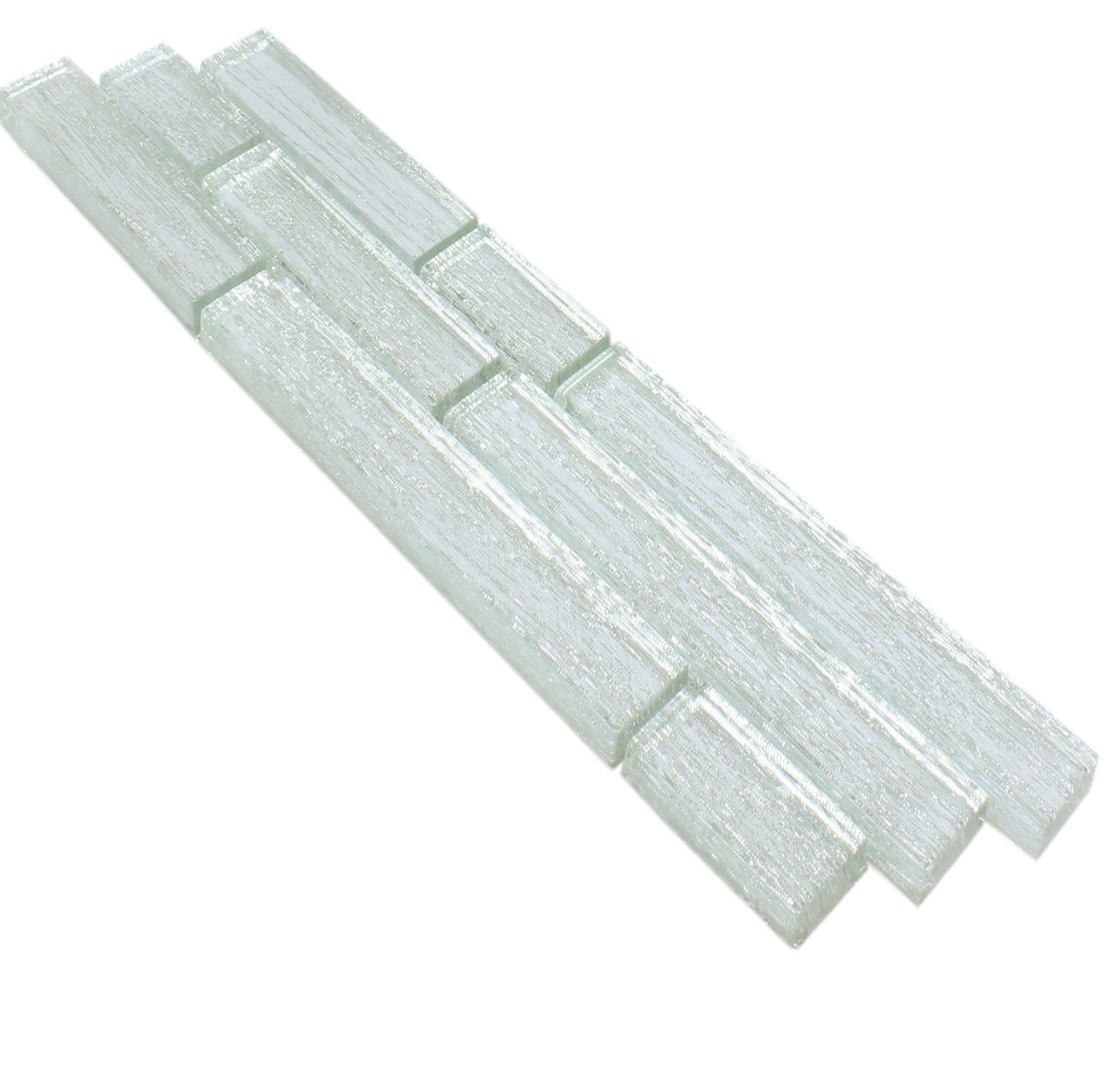 Mosafil Mosaikfliesen Glasmosaik Fliesenbordüre Canton, Glas 30.500x7.000, silber, Wasserfest