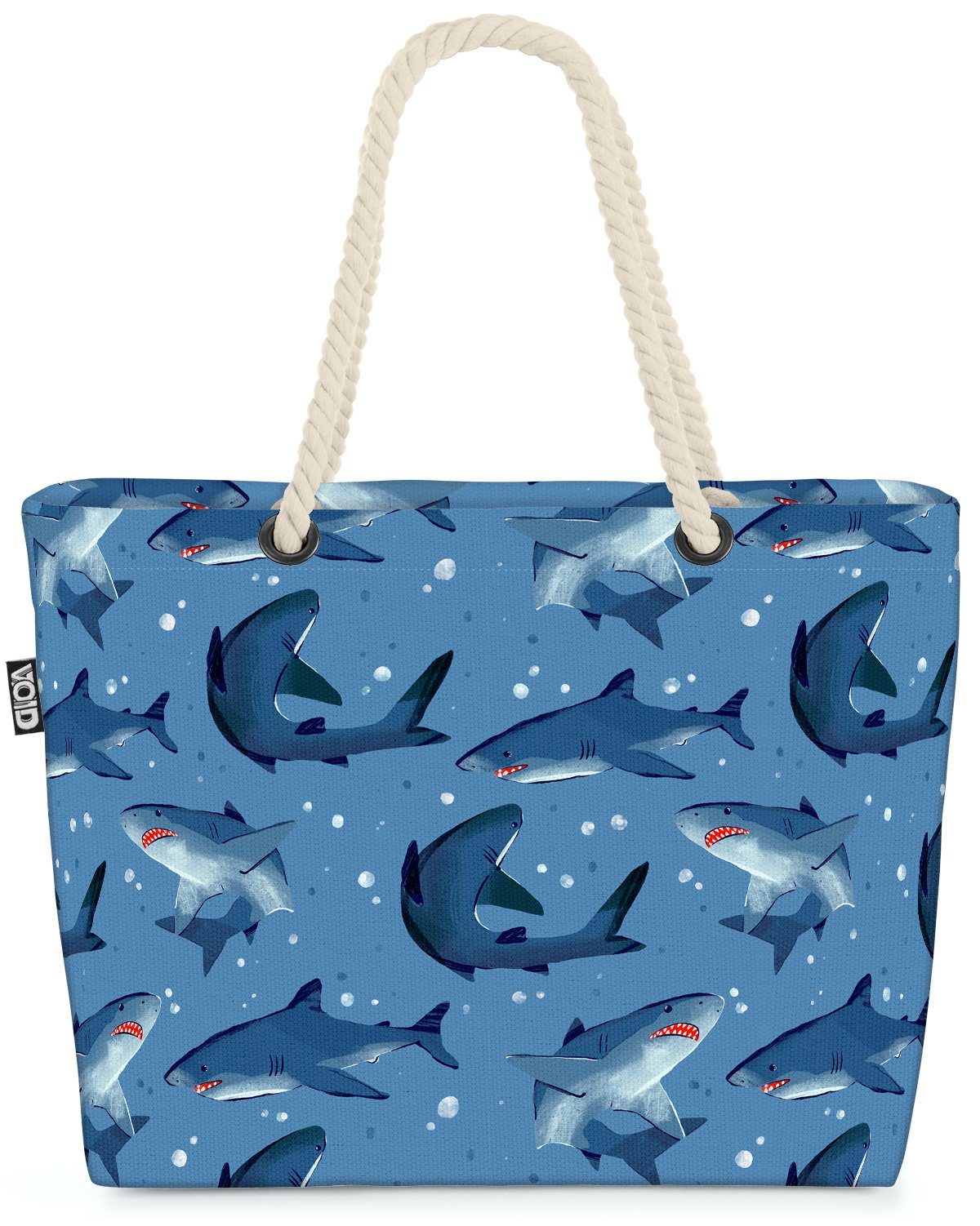 VOID Strandtasche (1-tlg), Haie Haifisch Meer Blau Fische Kinder Bild Reisen Mittelmeer Kinderzi