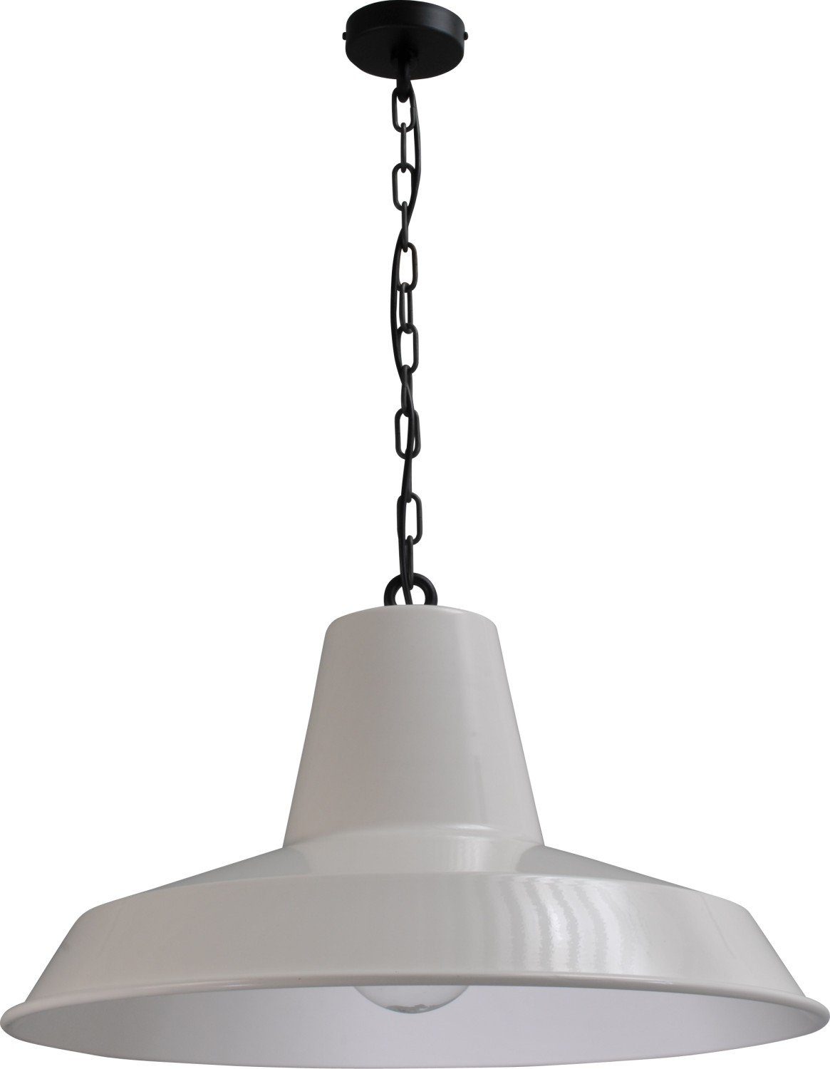 Licht-Erlebnisse Pendelleuchte PRATO, ohne Leuchtmittel, Hängeleuchte E27 Ø 67 cm Weiß Schwarz Metall Industrie Design