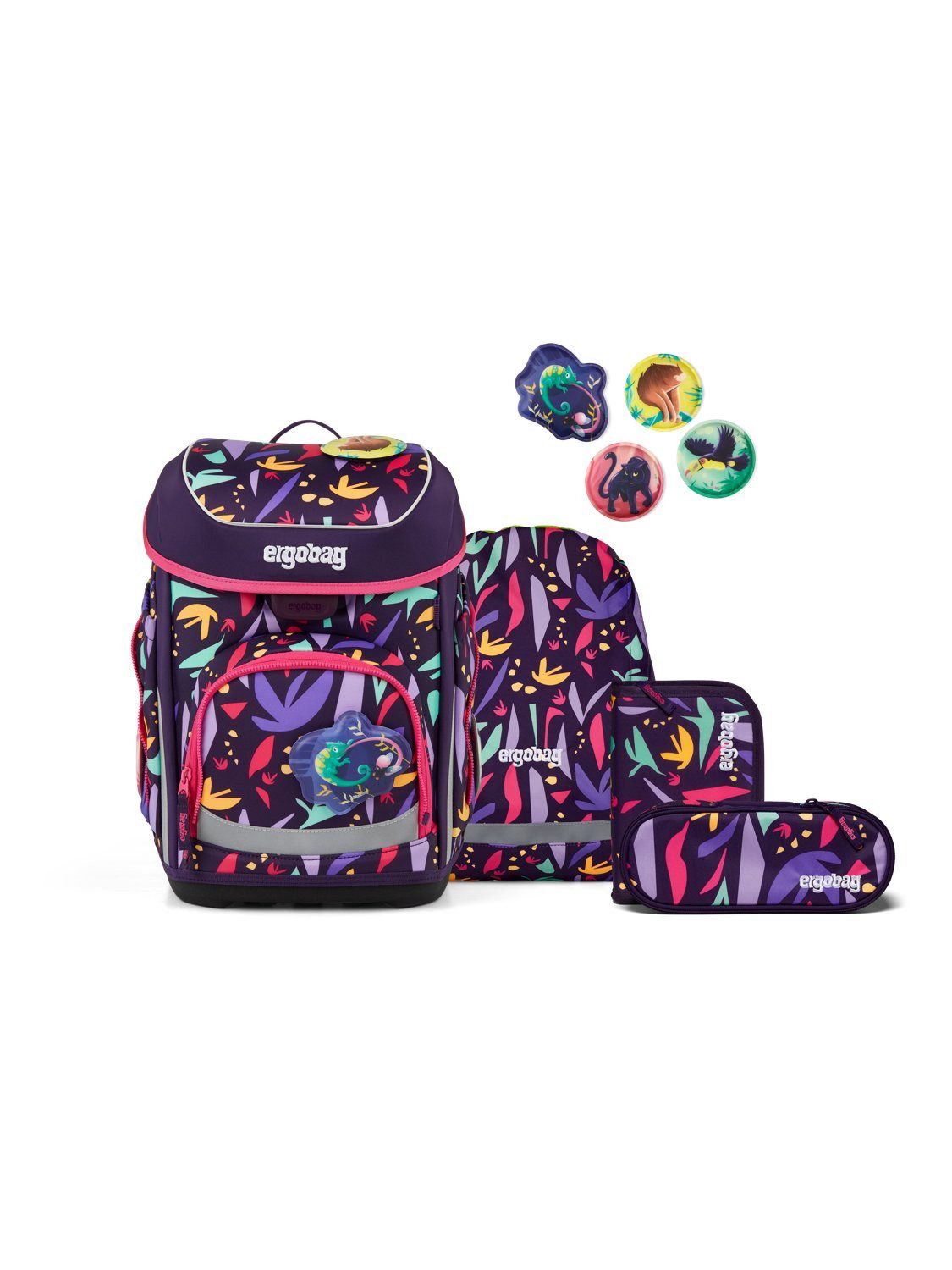 ergobag Schulranzen cubo Set (5-tlg., 5-teiliges Set), größenverstellbares Rückensystem