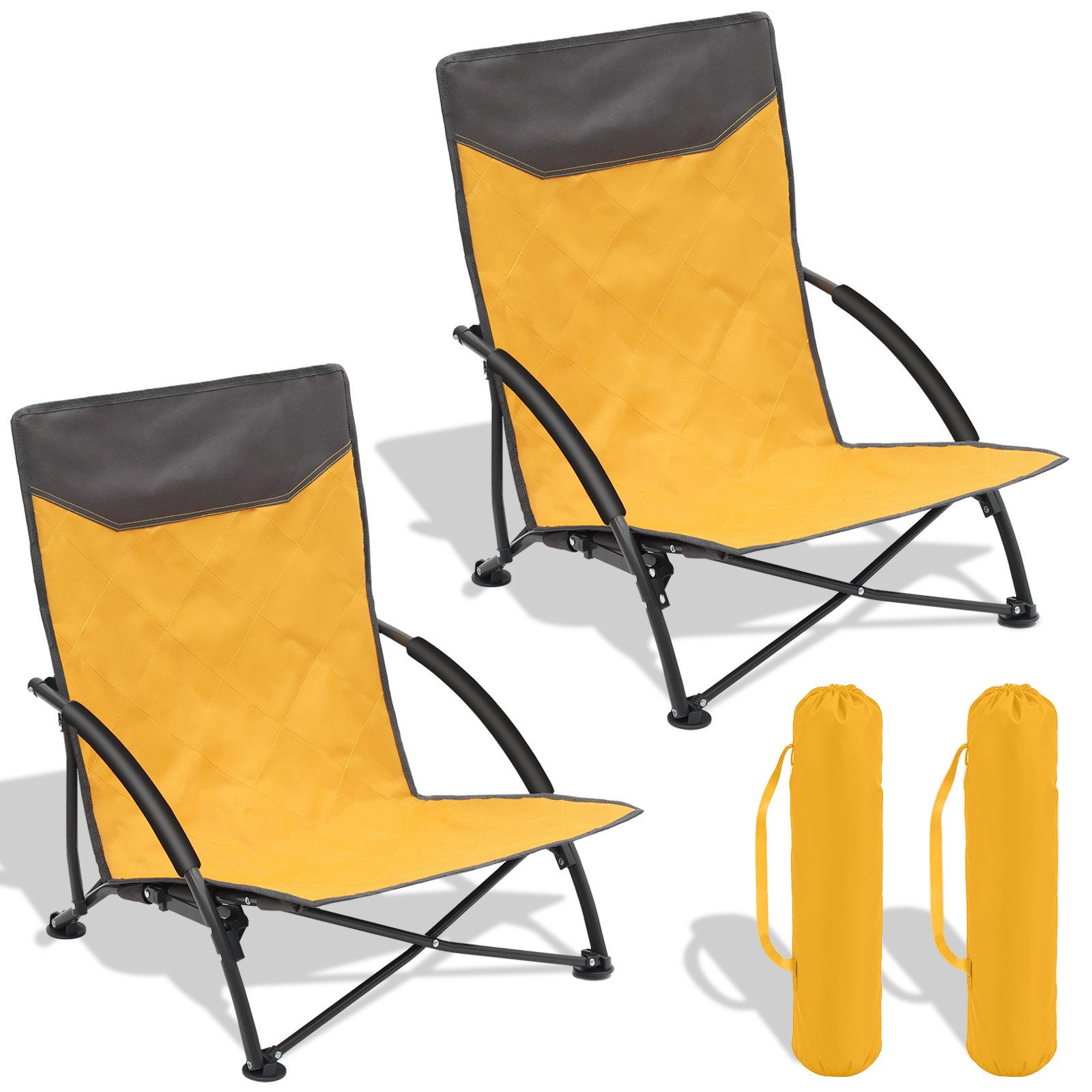 Sekey Klappstuhl Strandliegestuhl Klappbar leicht niedriger Strandstuhl Campingstuhl, mit Niedrigen Stuhlbeinen und bequeme Rückenlehne, bis 140 kg