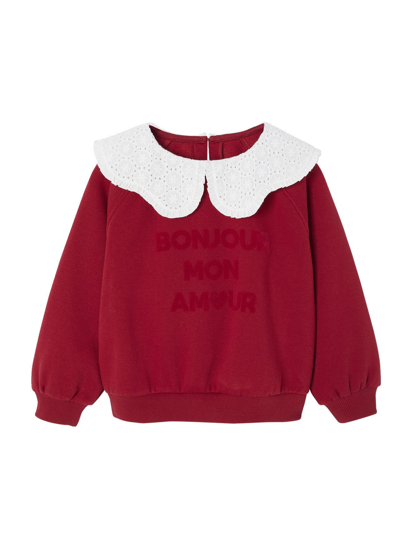 vertbaudet Sweatjacke Mädchen Sweatshirt mit besticktem Kragen