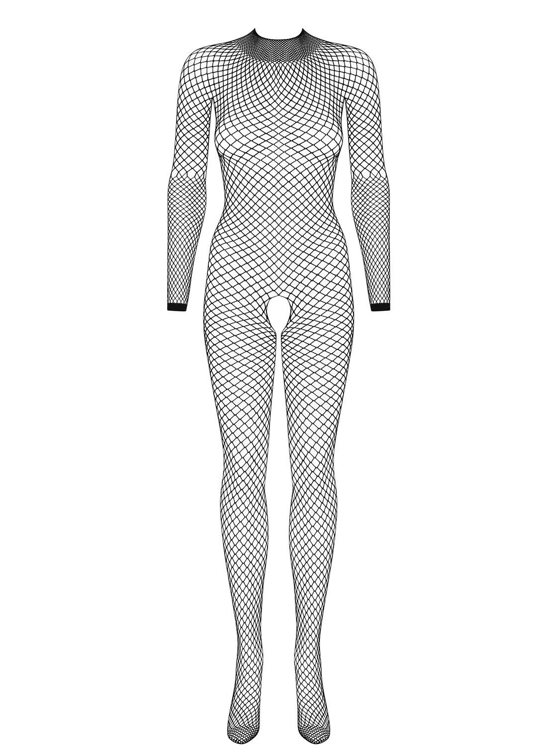 DEN Obsessive schwarz Catsuit langarm Bodystocking Ouvert (1 St) 20 elastisch Netz-Bodystocking