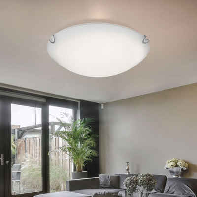 Globo LED Deckenleuchte, LED-Leuchtmittel fest verbaut, Warmweiß, LED Deckenleuchte Glas Wohnzimmerlampe Decken Deckenlampe weiß